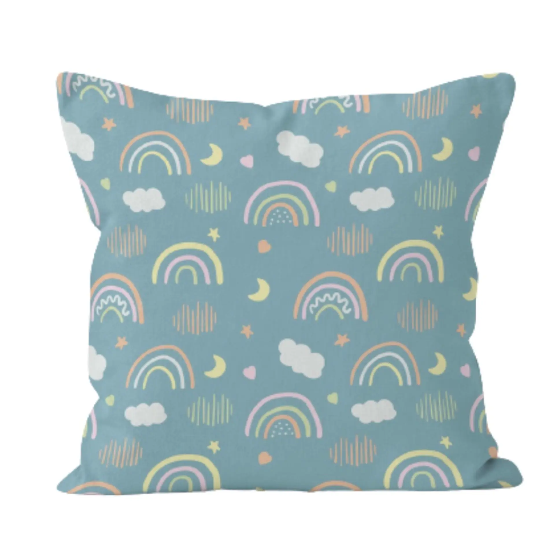 Funda Cojin 45x45 Arcoiris Celeste Lino Poly  1