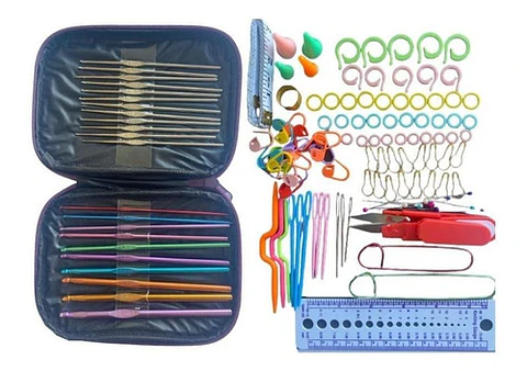Set 22 Crochet 100 Accesorios Ganchillo En Estuche