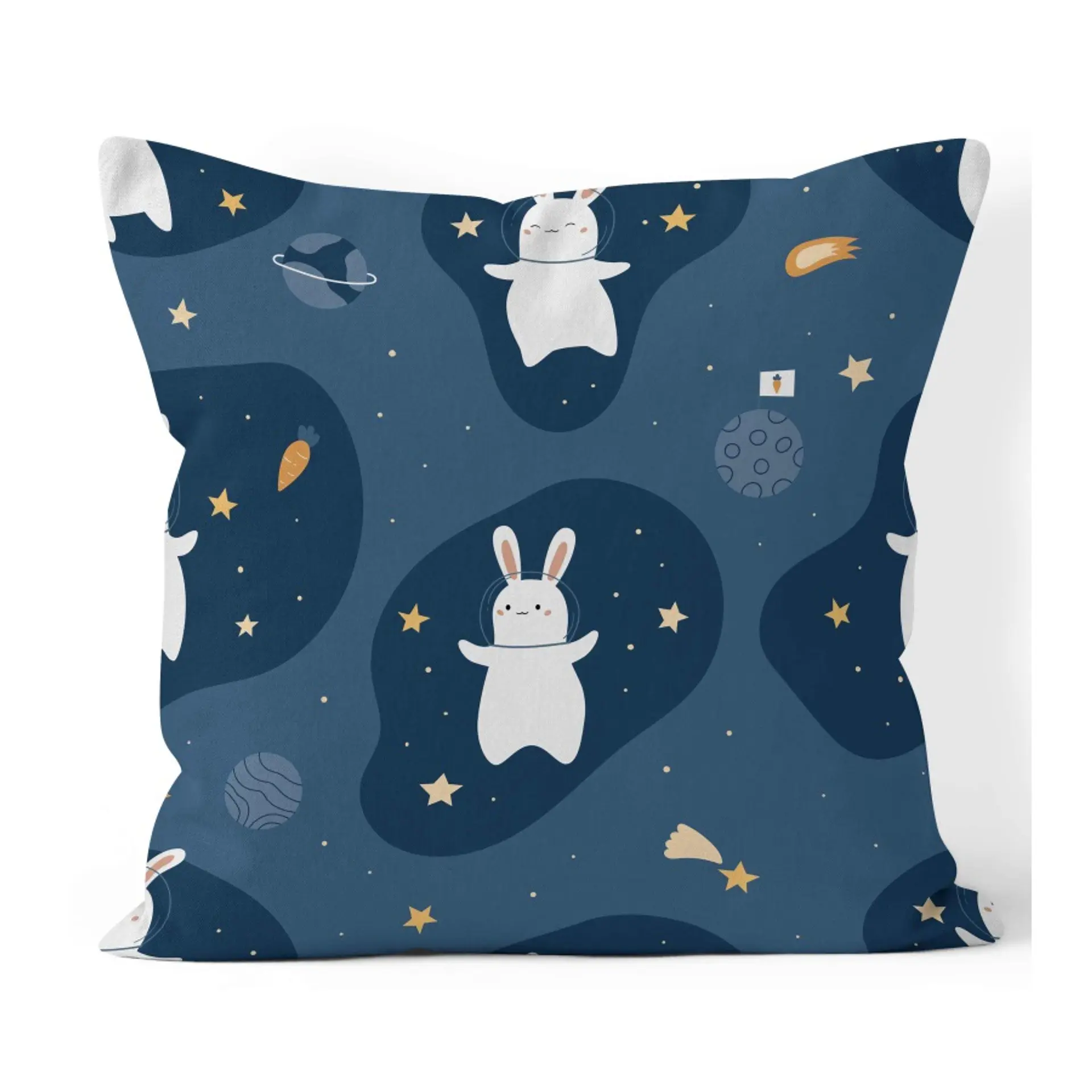 Funda Cojin 45x45 Conejo Azul Lino Poly  1