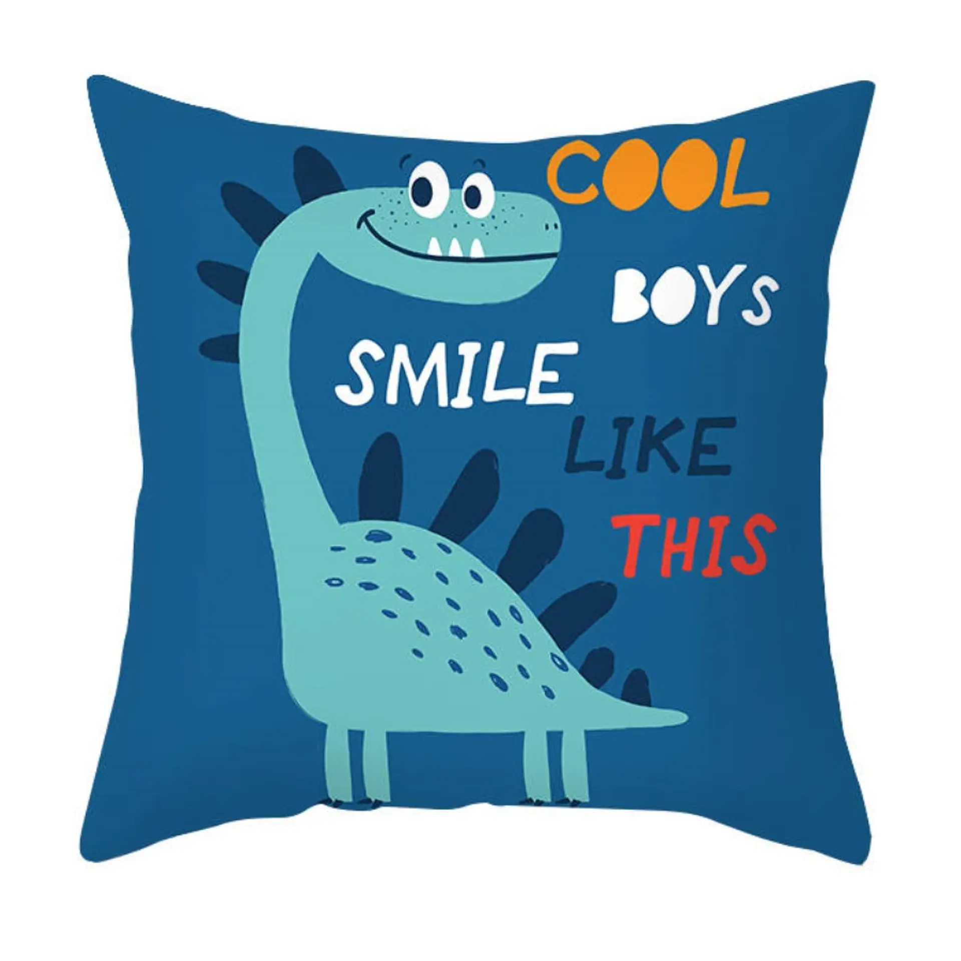 Funda Cojin 45x45 Dinosaurio Azul Lino Poly  1