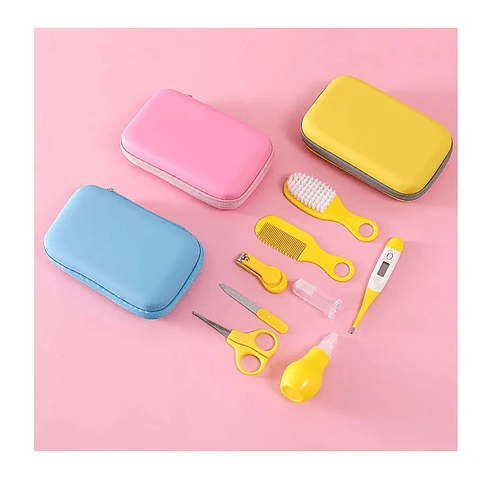 Set Higiene Cuidado Para Bebes Celeste 8 Piezas Con Estuche