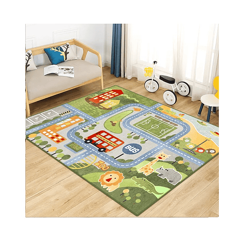 Alfombra Diseño Infantil Dormitorio Ciudad 80 x 120 cm.