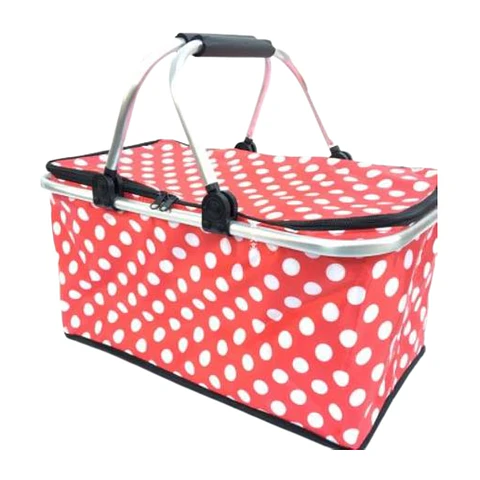 Bolso Termico Plegable Puntos Rojos Cooler Canasta Picnic