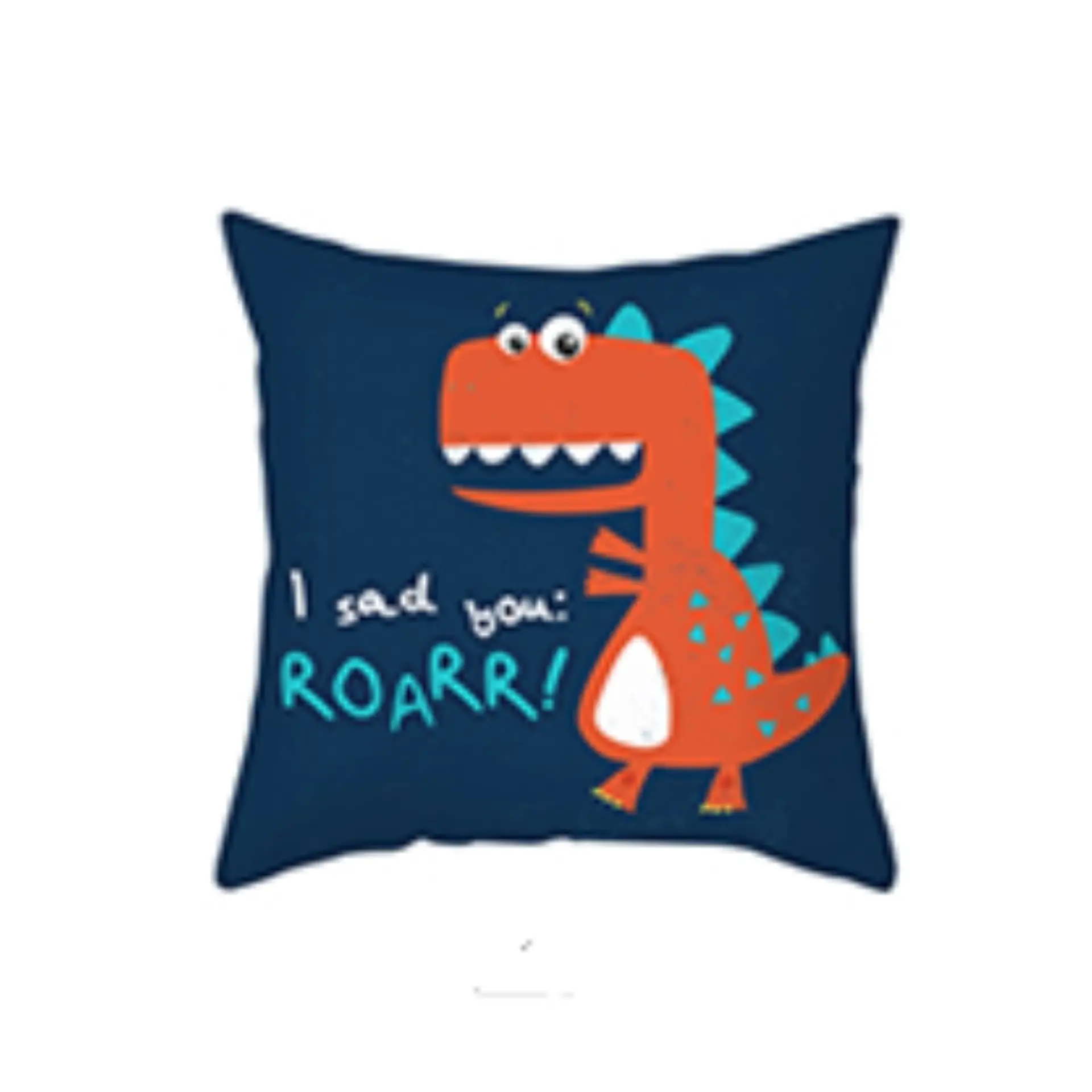 Funda Cojin Infantil 45x45 Dinosaurio Rojo Lino Poly 1