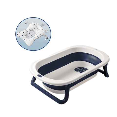 Bañera Plegable Grande Bebe Con Cojin Seguridad Azul