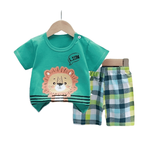 Pijama Niño Algodon Manga Corta Short Leon Colorin