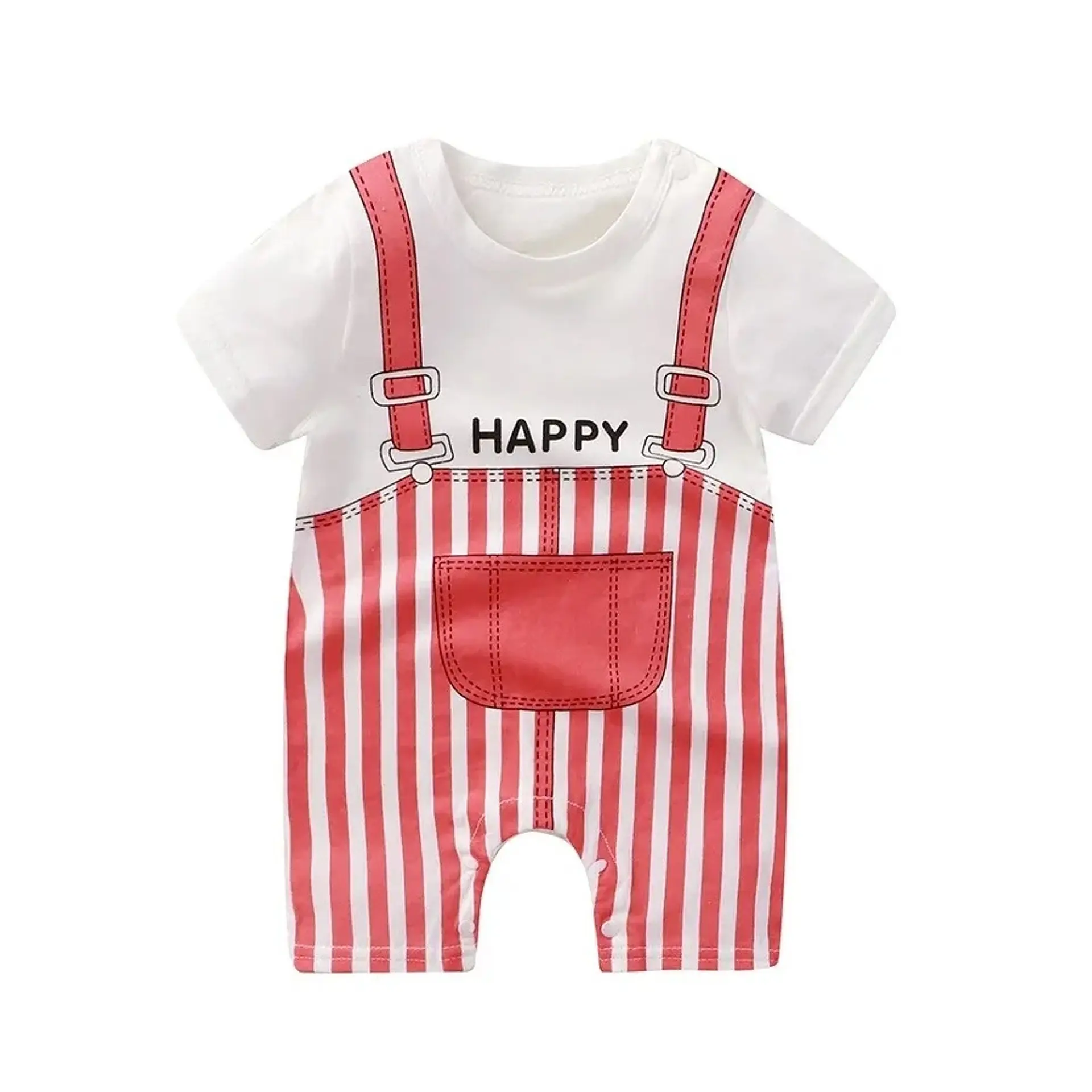 Body Osito Enterito Pilucho Bebe Manga Corta Algodon Happy Rojo 1