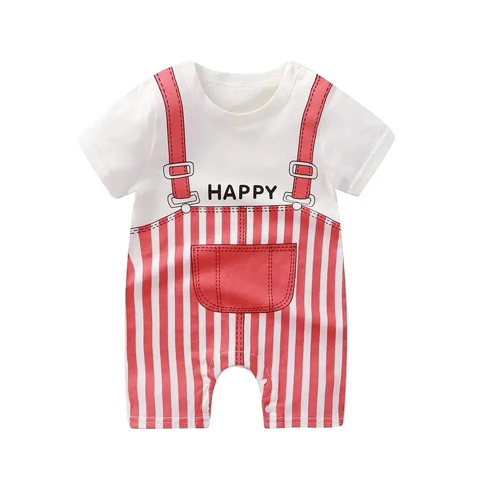Body Osito Enterito Pilucho Bebe Manga Corta Algodon Happy Rojo 1