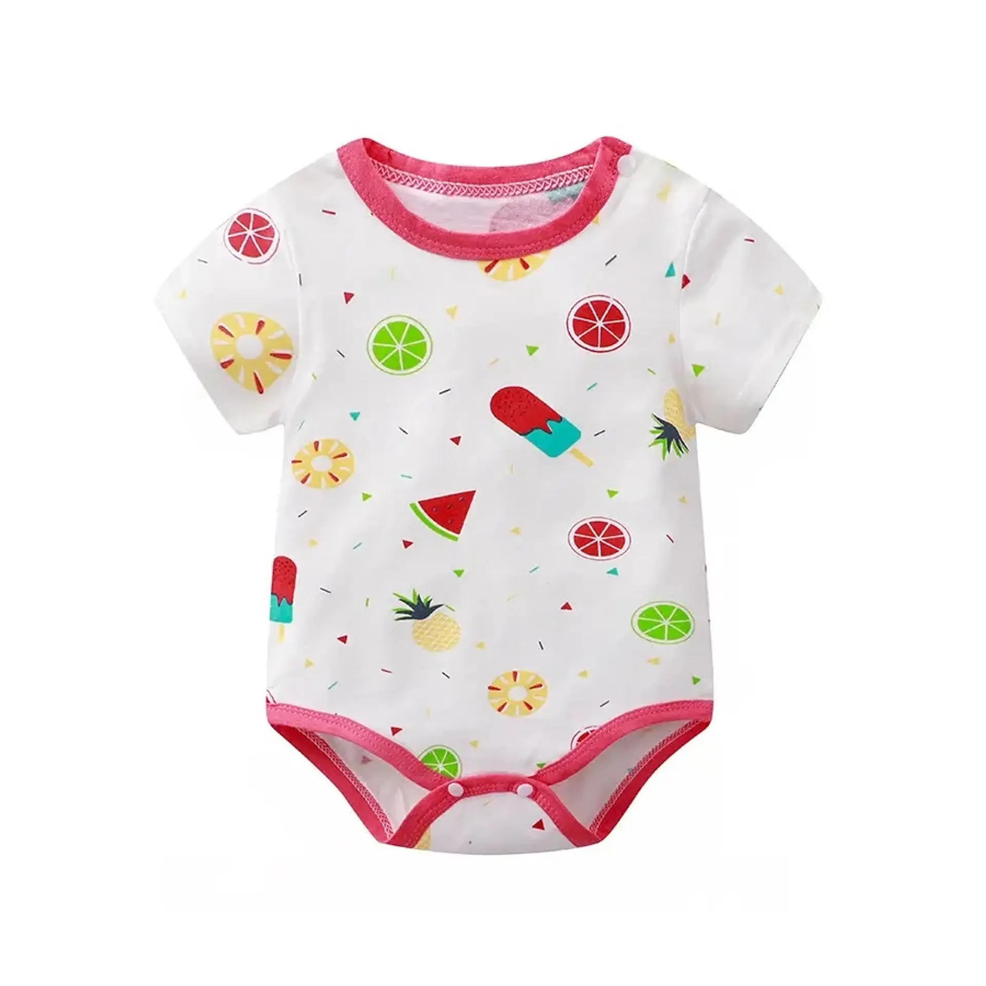 Pilucho Body Osito Bebe Manga Corta Algodon Helados Rosa 1