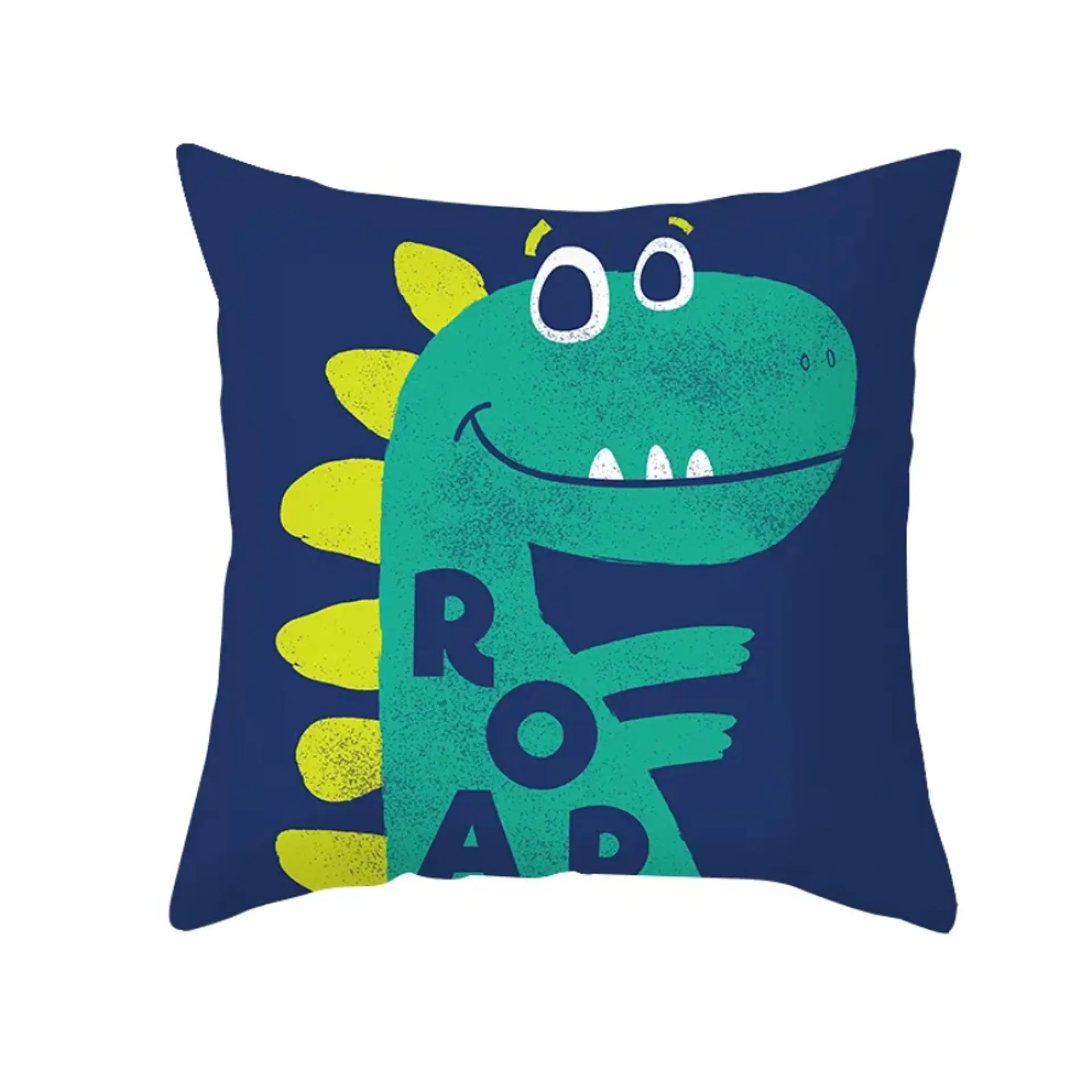 Funda Cojin 45x45 InfantilDinosaurio Turquesa Azul Lino Poly 1