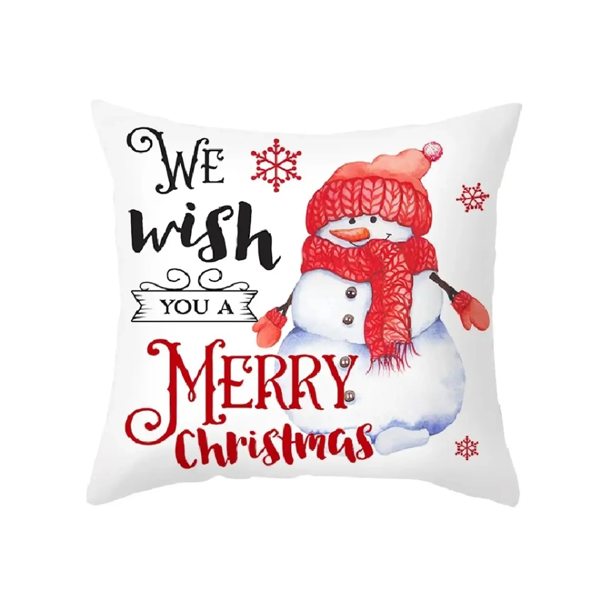 Funda Cojin 45x45 Navidad We Wish Blanco/Rojo Lino Poly 1