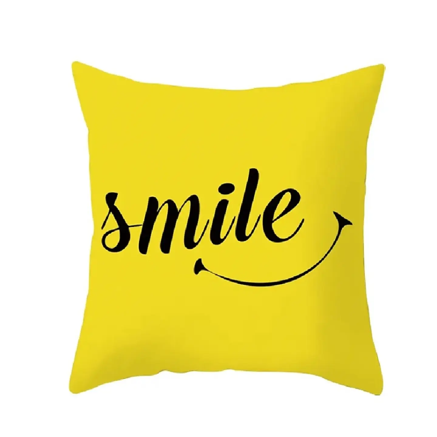 Funda Cojin 45x45 Decorativo Smile Amarillo Lino Poly 1