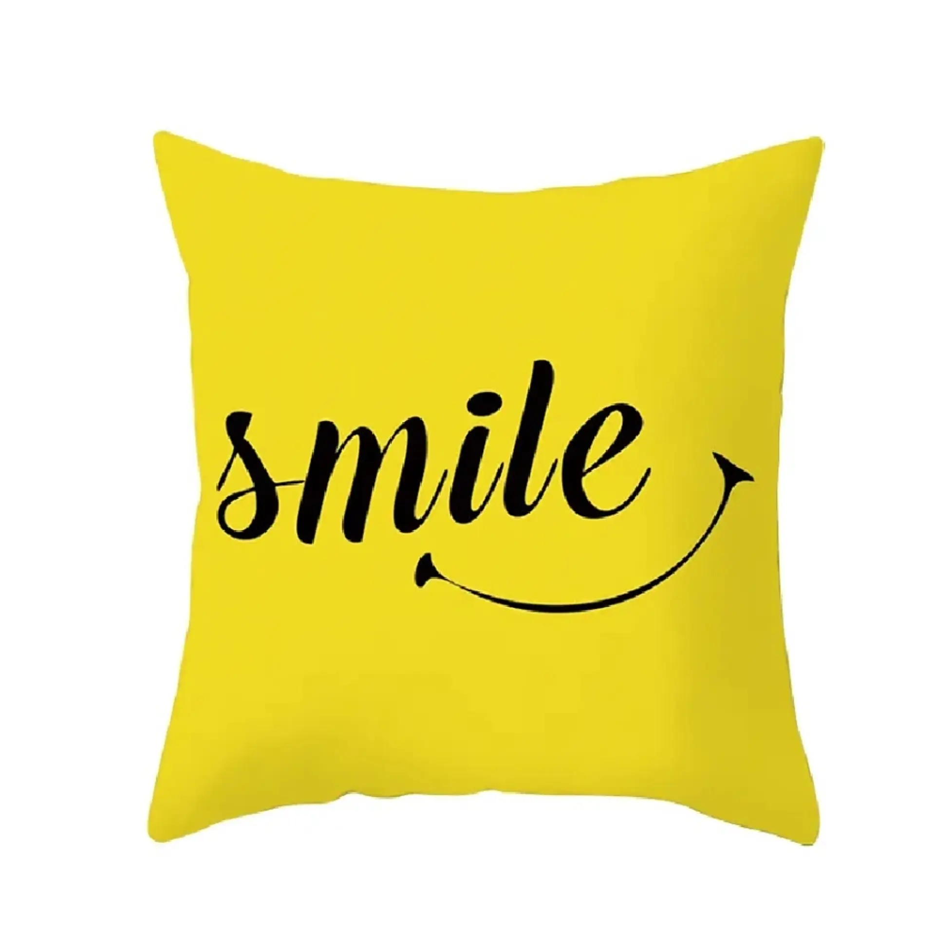 Funda Cojin 45x45 Decorativo Smile Amarillo Lino Poly 1