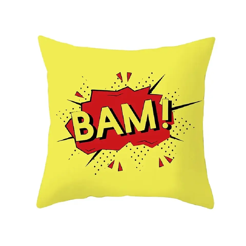Funda Cojin 45x45 Decorativo BAM Amarillo Lino Poly 1