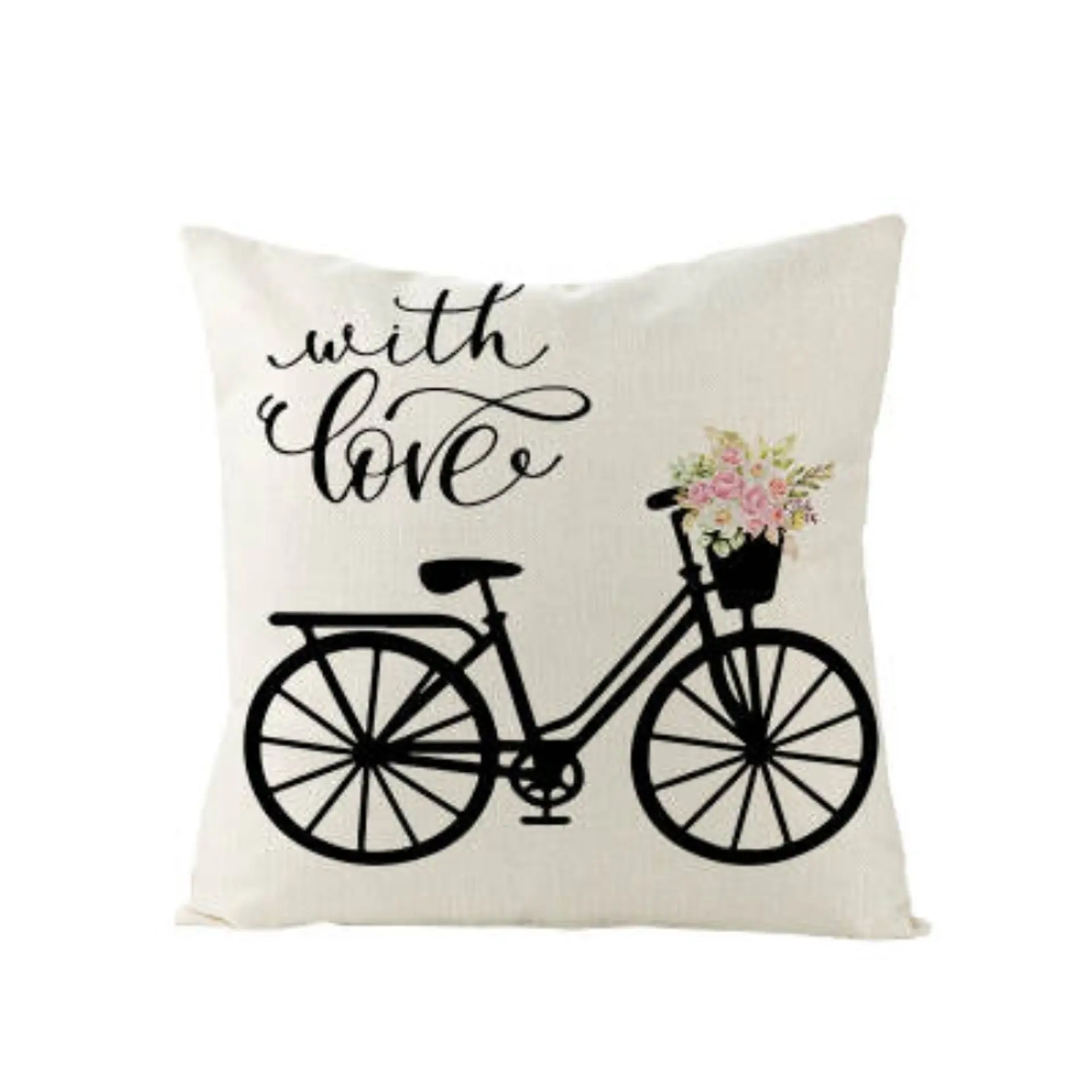 Funda Cojin 45x45 Decorativo With Love Blanco Lino Poly 1
