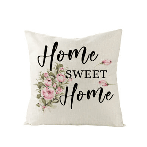 Funda Cojin 45x45 Decorativo Sweet Home Blanco Lino Poly 