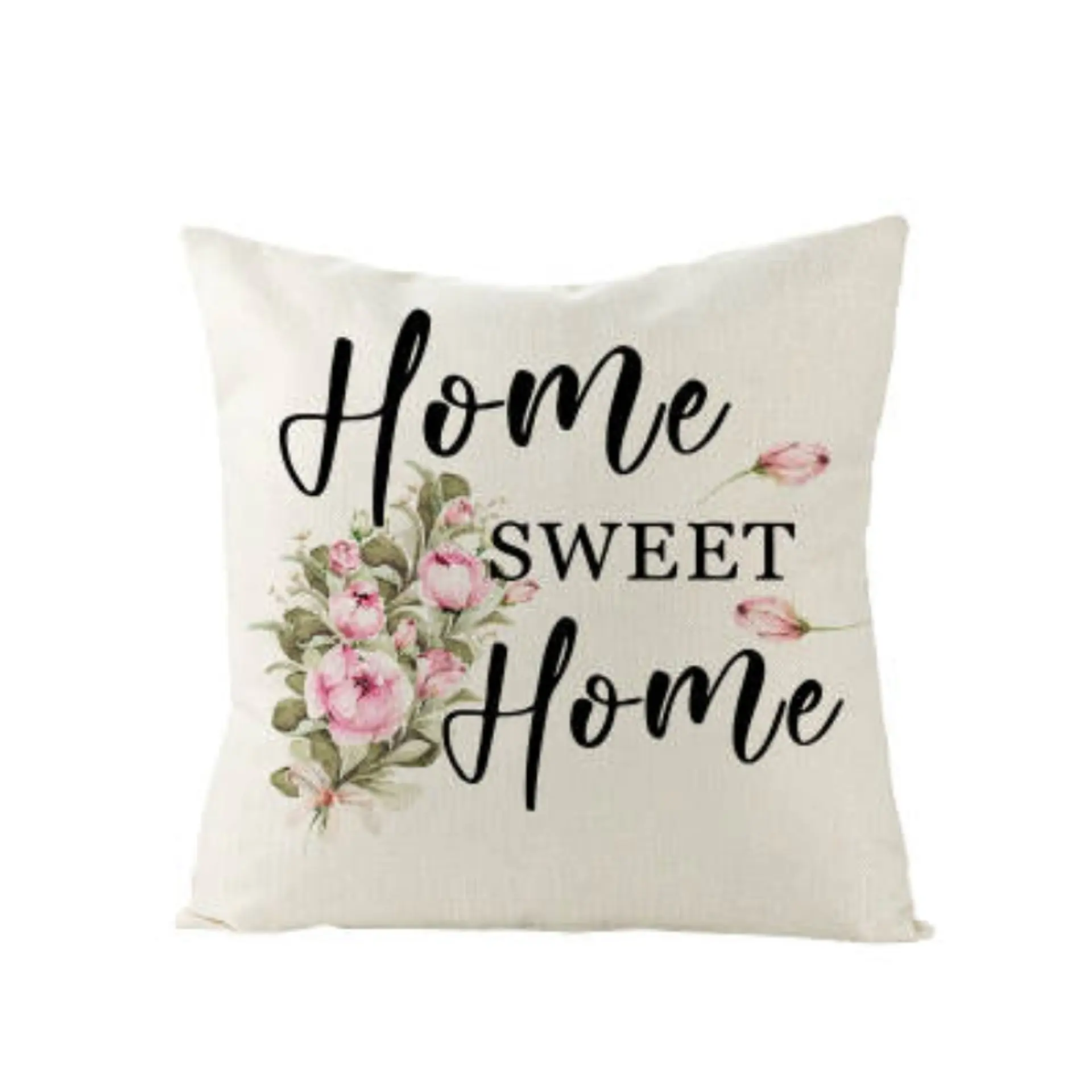 Funda Cojin 45x45 Decorativo Sweet Home Blanco Lino Poly  1