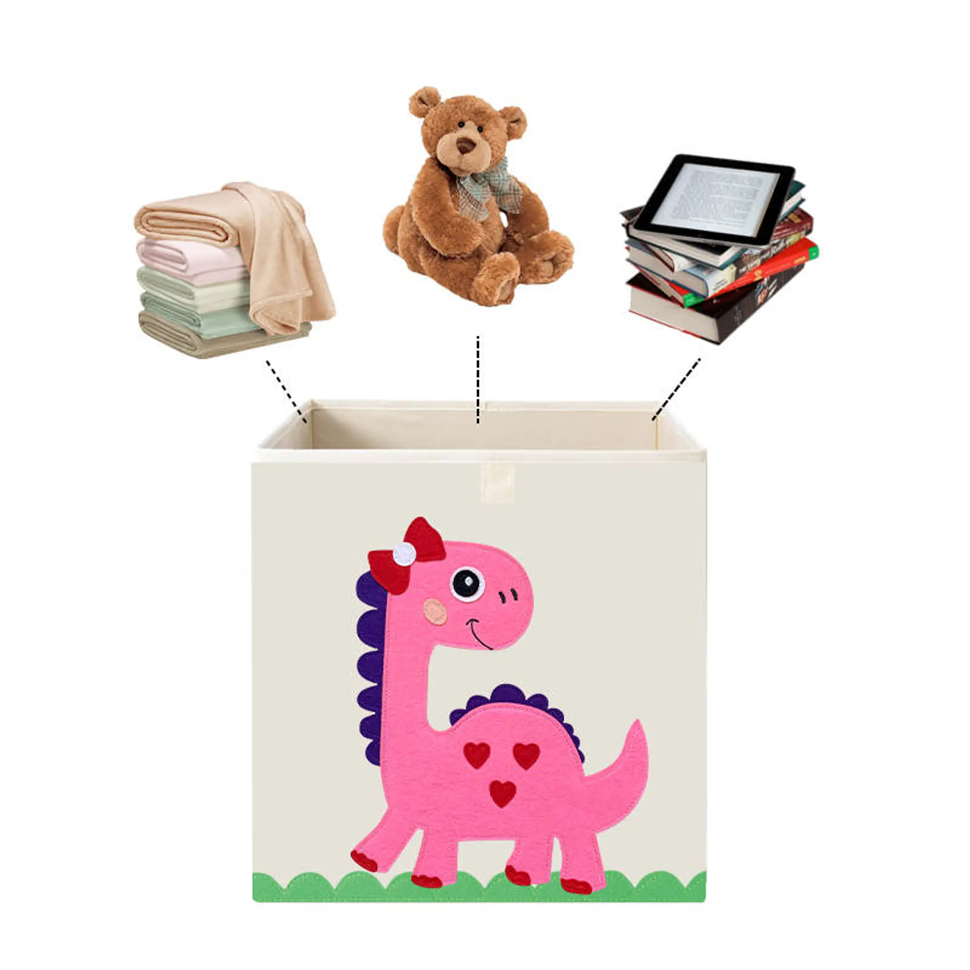 Caja Almacenamiento Juguetes Organizadora Infantil Dino Rosa 4