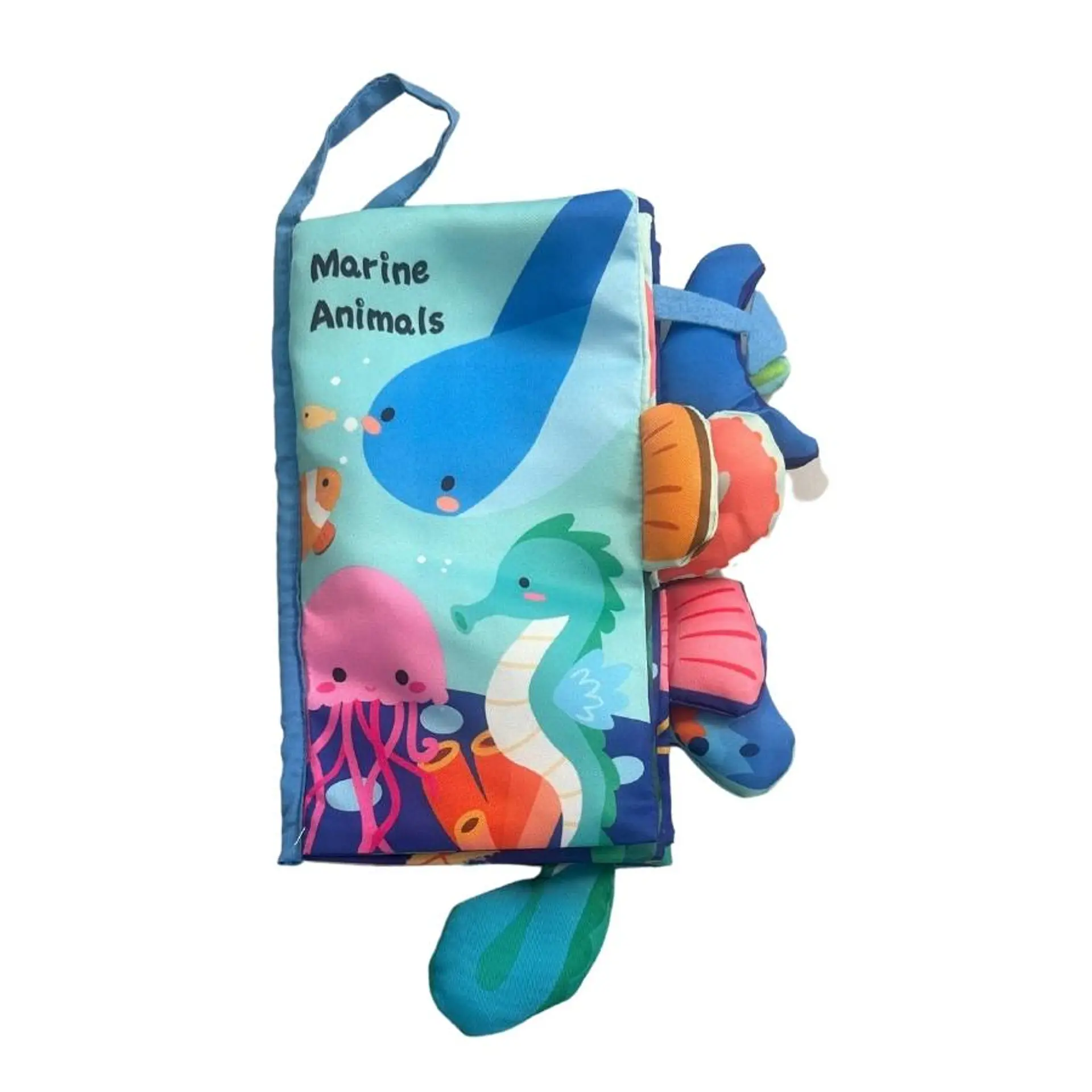 Libro Sensorial Estimulacion Con Colas 3D Tela Oceano 1
