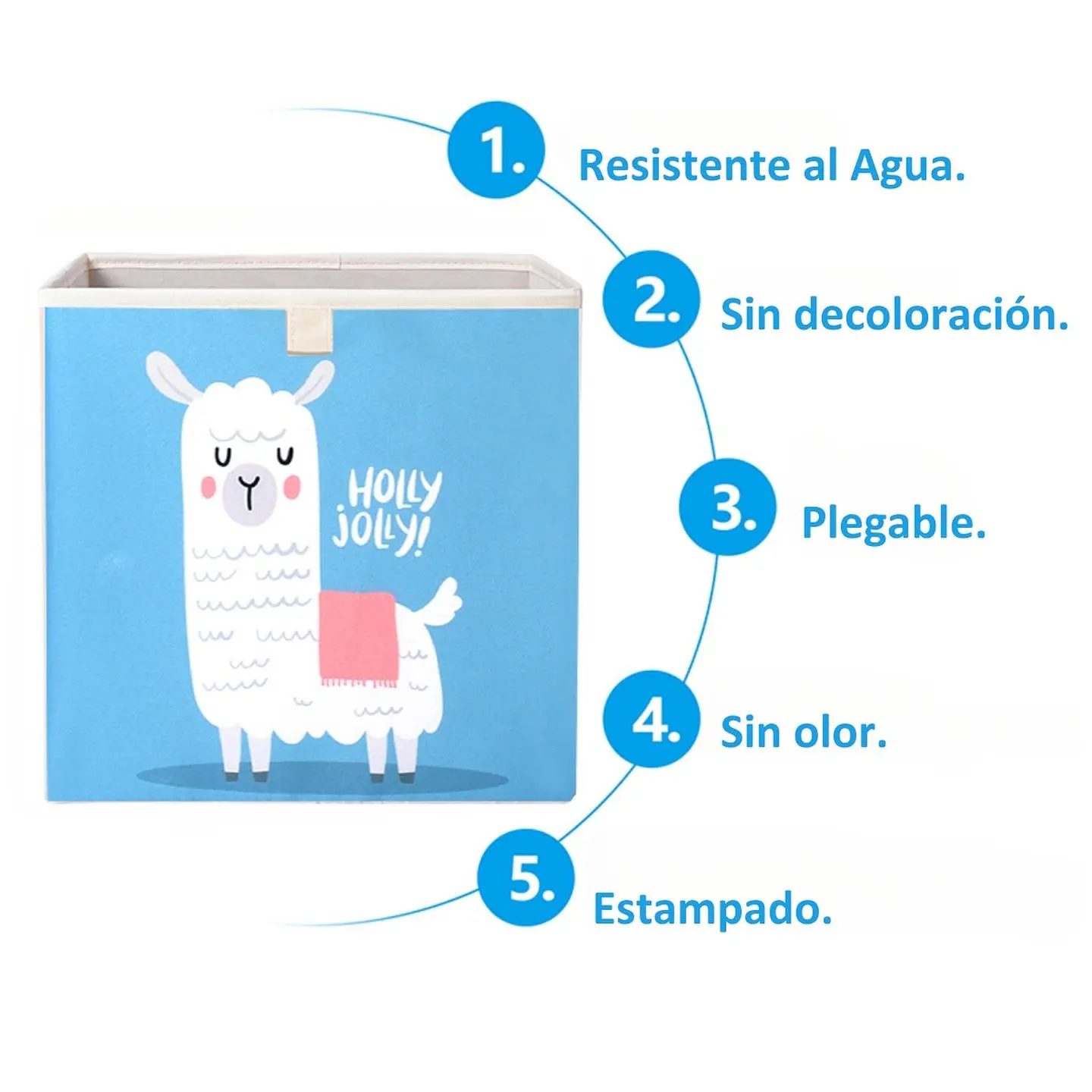 Caja Organizadora Juguetes Ropa Infantil Llama Holly Azul 3