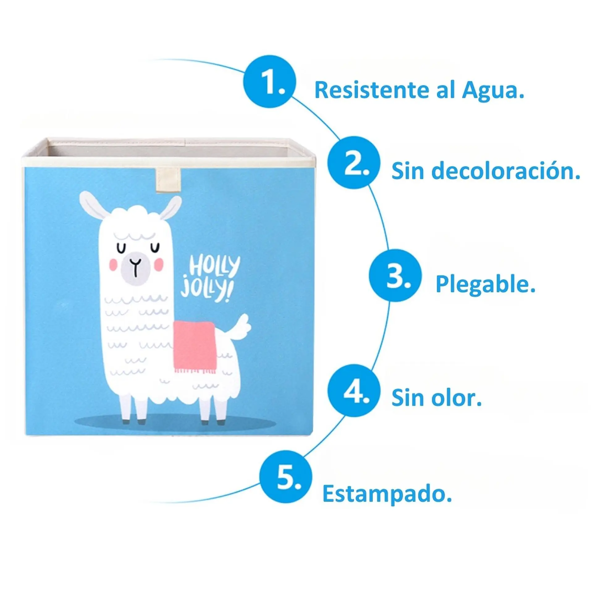 Caja Organizadora Juguetes Ropa Infantil Llama Holly Azul 3