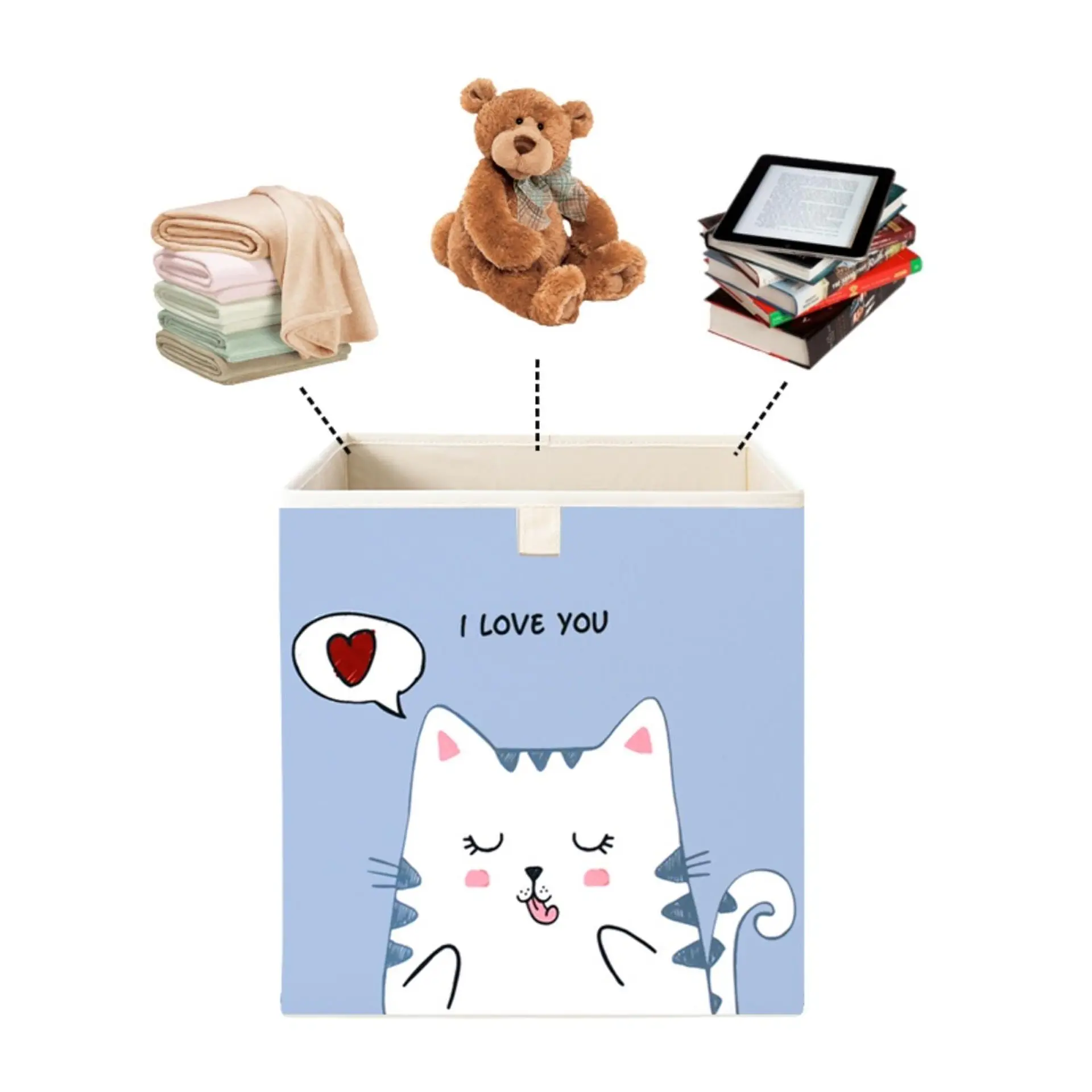 Caja Organizadora Juguetes Ropa Infantil Gato Love 4