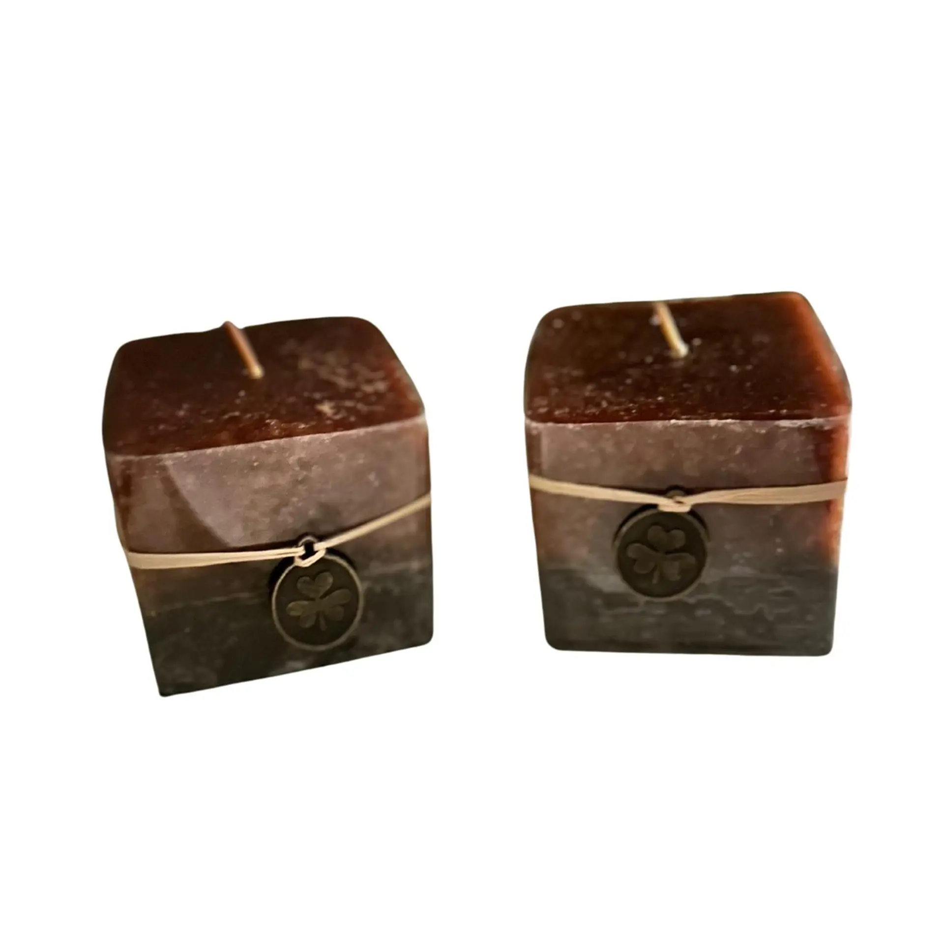 Vela Cubo Decorativa Aromatica Textura 2 Unid Caramel Negro 1