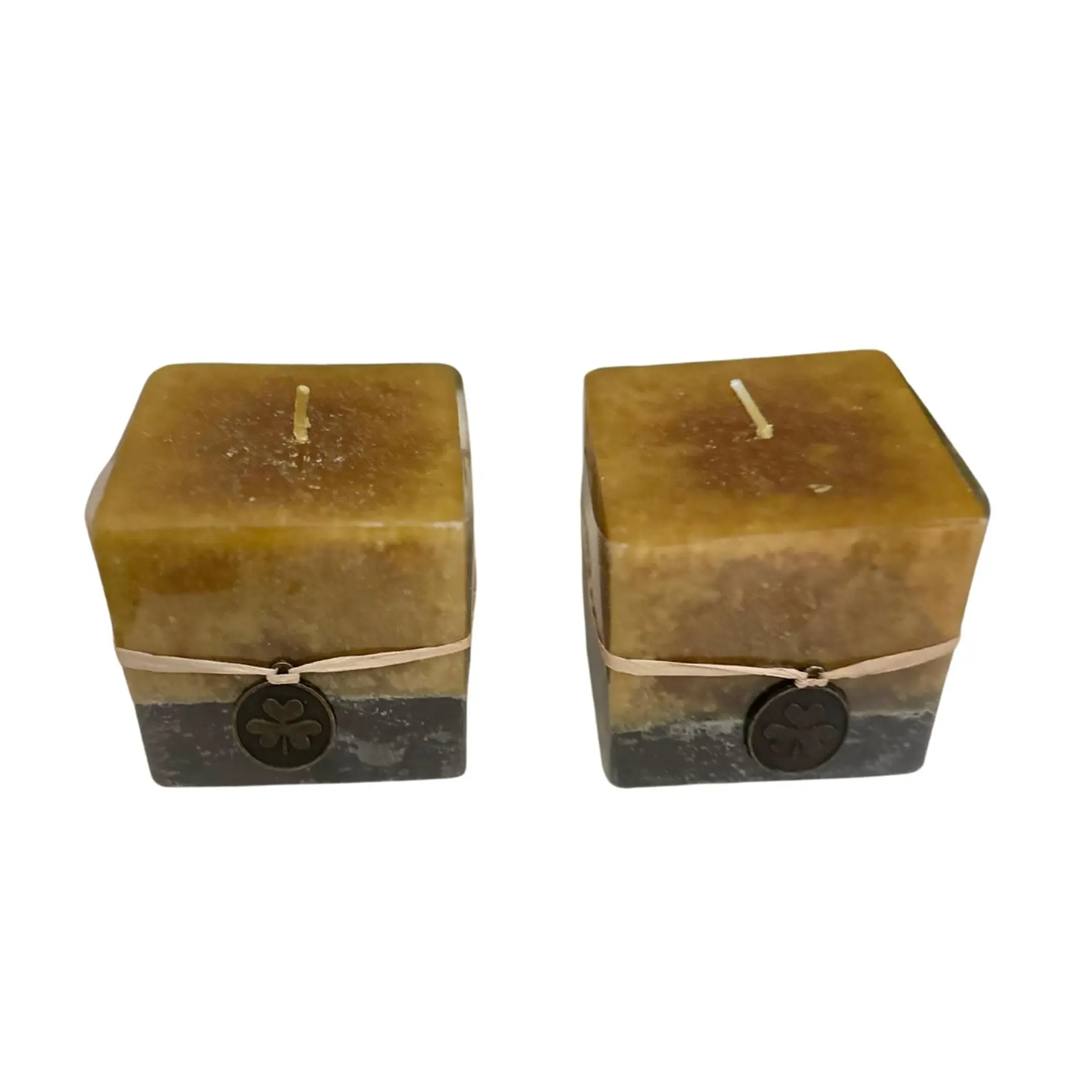 Vela Cubo Decorativa Aromatica Textura 2 Unid Amarillo Negro 1