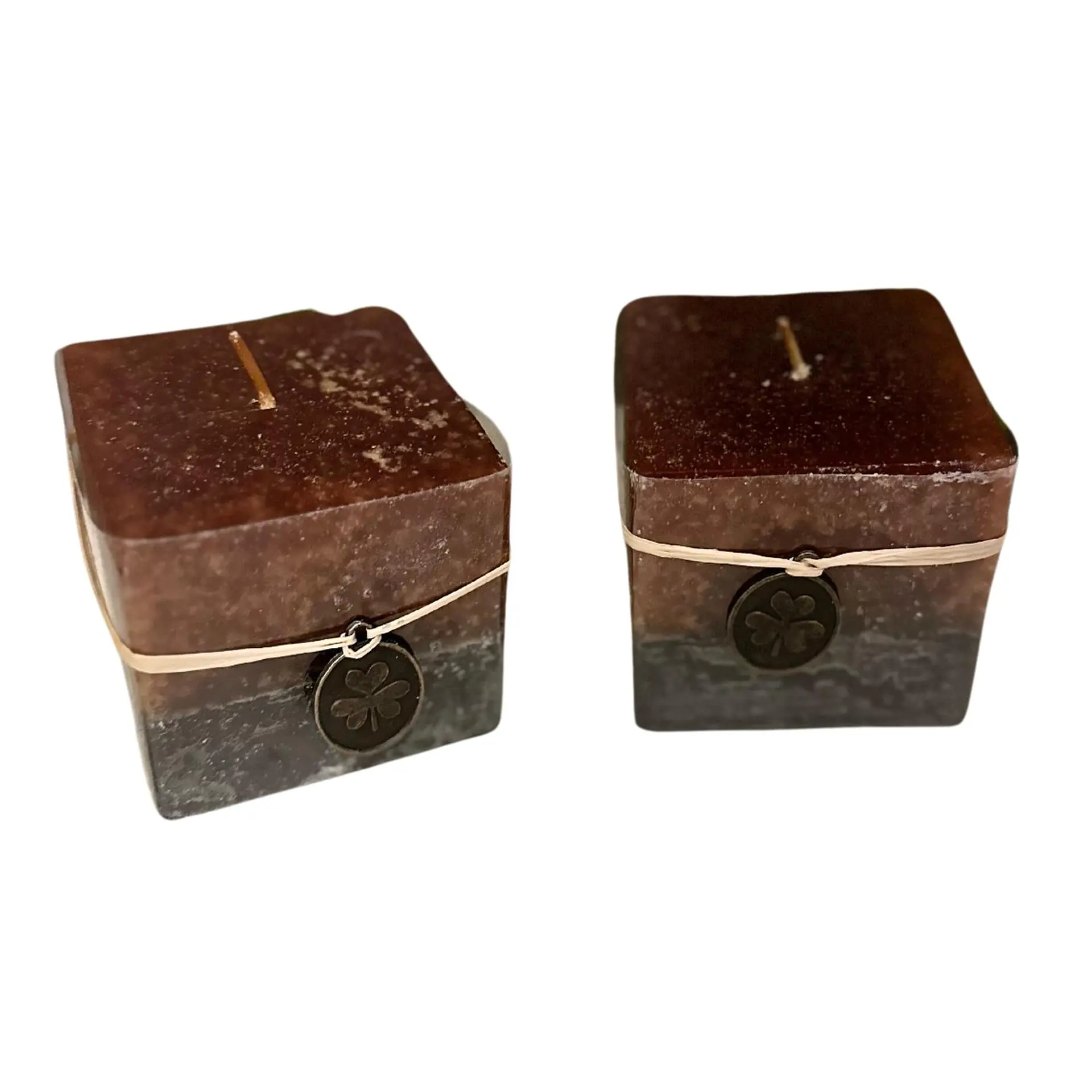 Vela Cubo Decorativa Aromatica Textura 2 Unid Caramel Negro 2