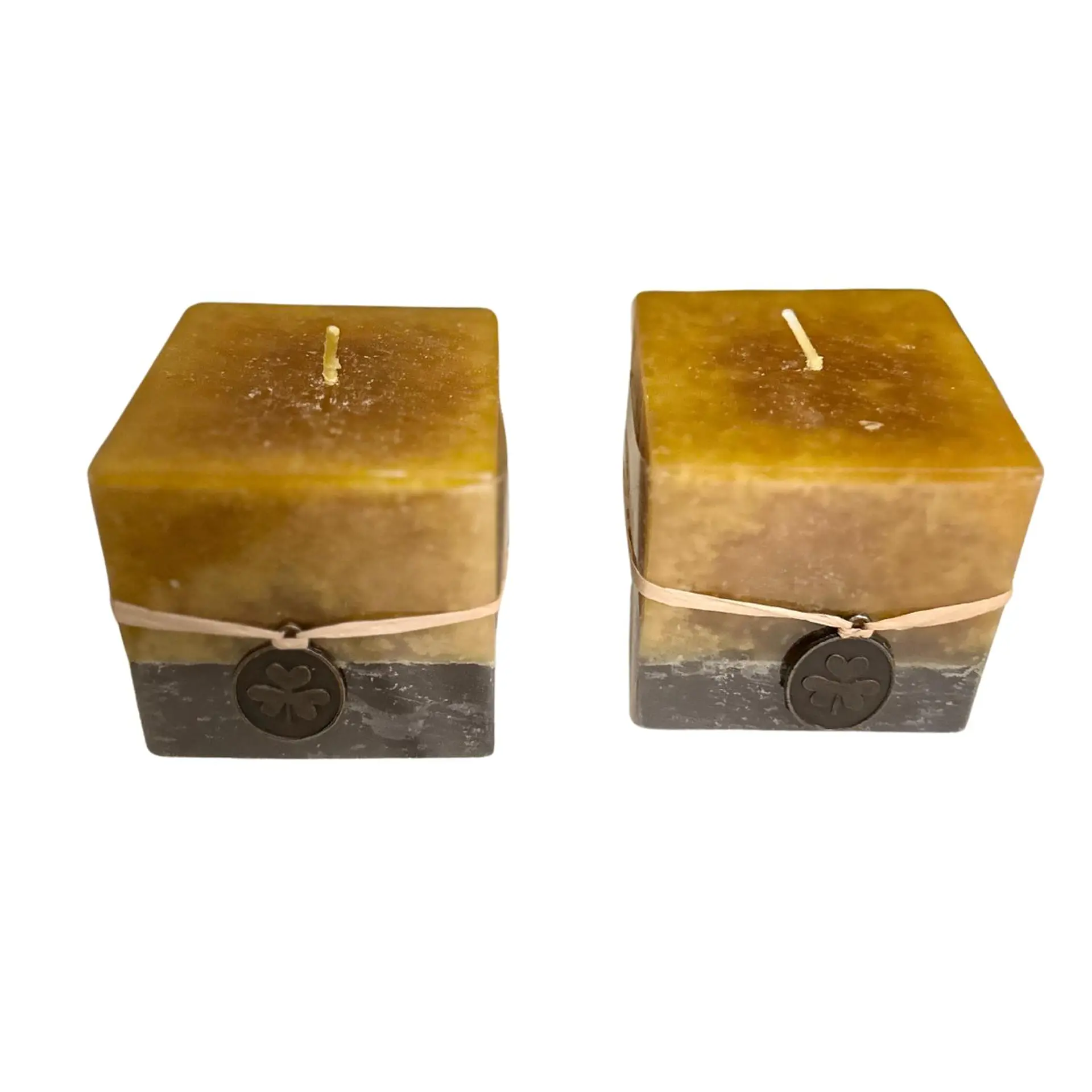 Vela Cubo Decorativa Aromatica Textura 2 Unid Amarillo Negro 2