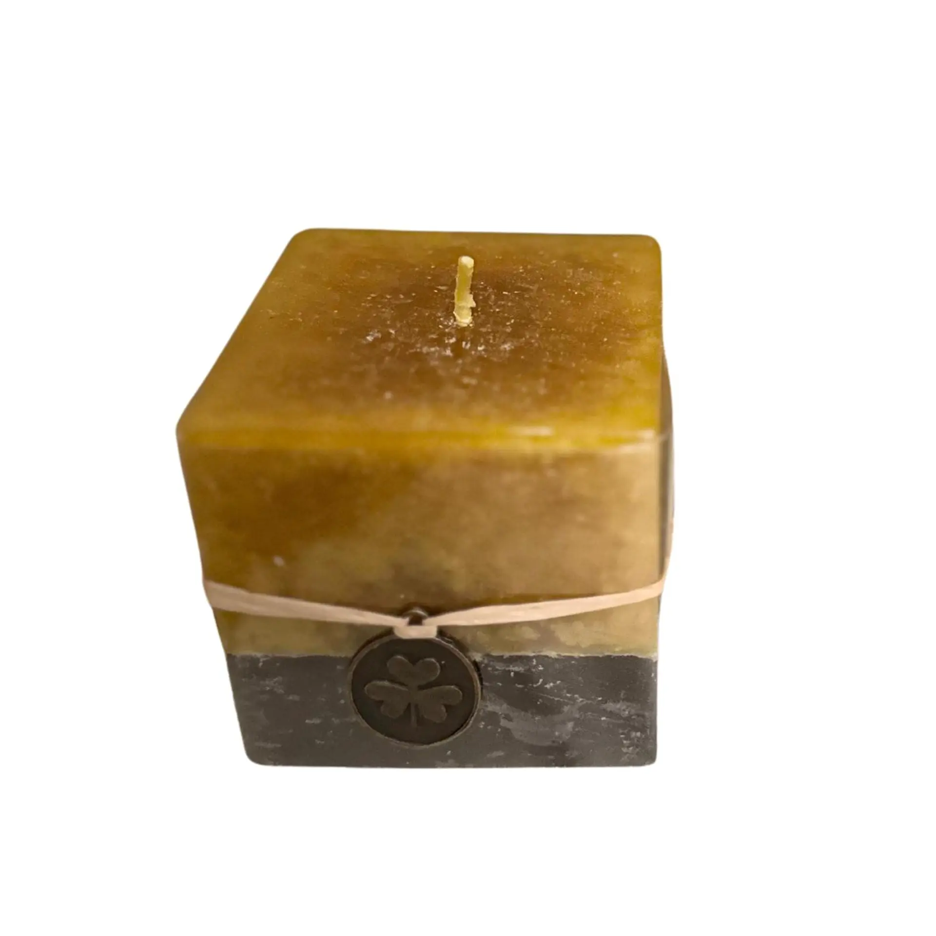 Vela Cubo Decorativa Aromatica Textura 2 Unid Amarillo Negro 3