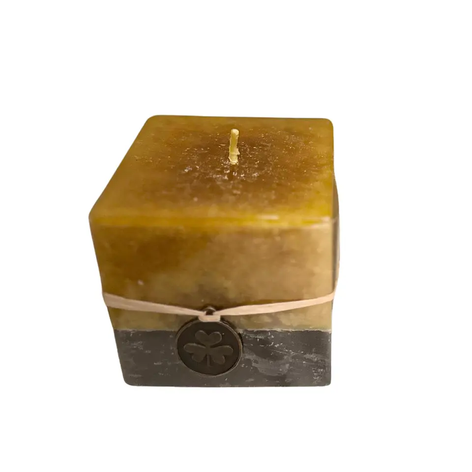 Vela Cubo Decorativa Aromatica Textura 2 Unid Amarillo Negro 3