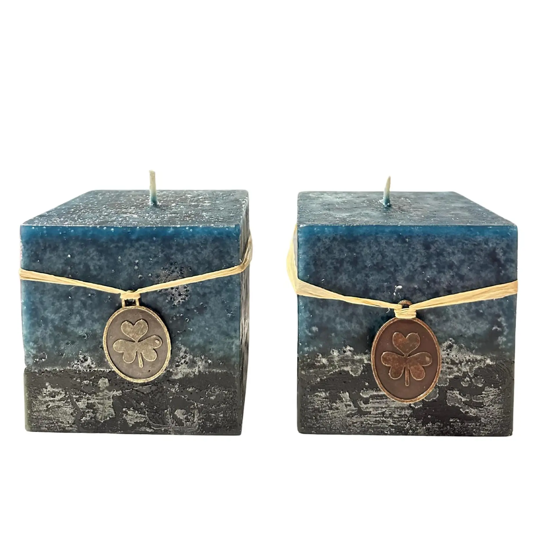 Vela Cubo Decorativa Aromatica Textura 2 Unidades Azul Negro 1
