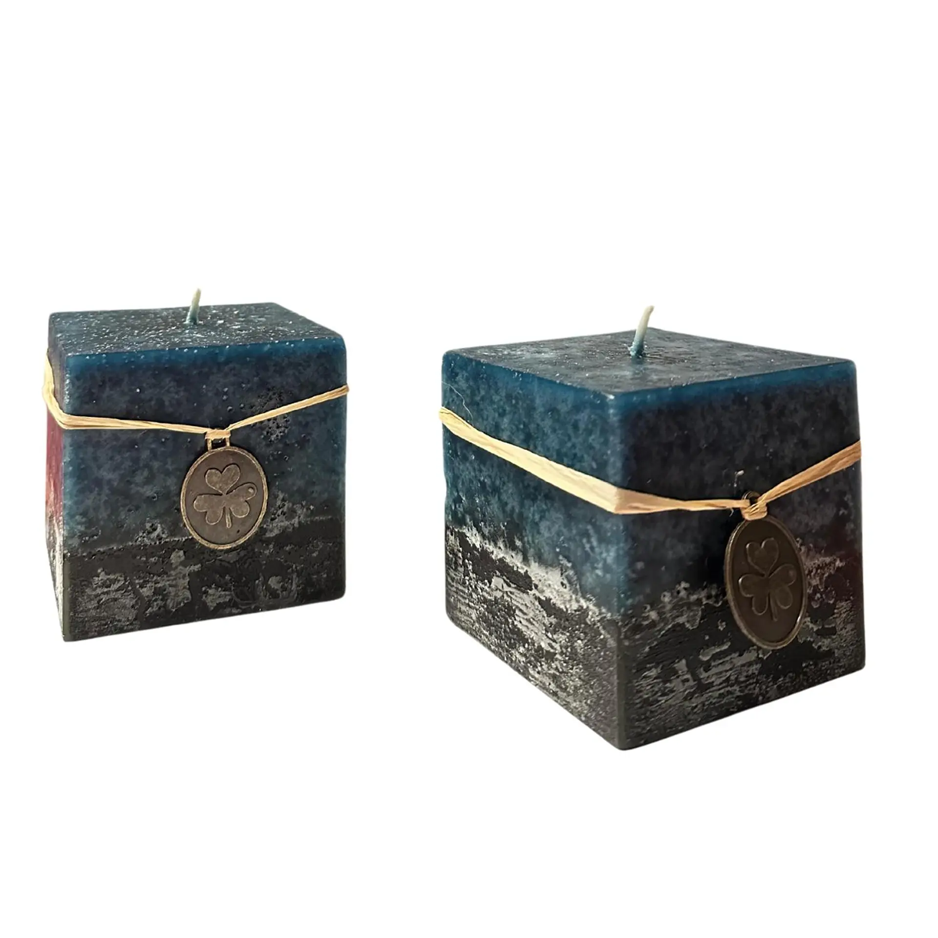 Vela Cubo Decorativa Aromatica Textura 2 Unidades Azul Negro 2