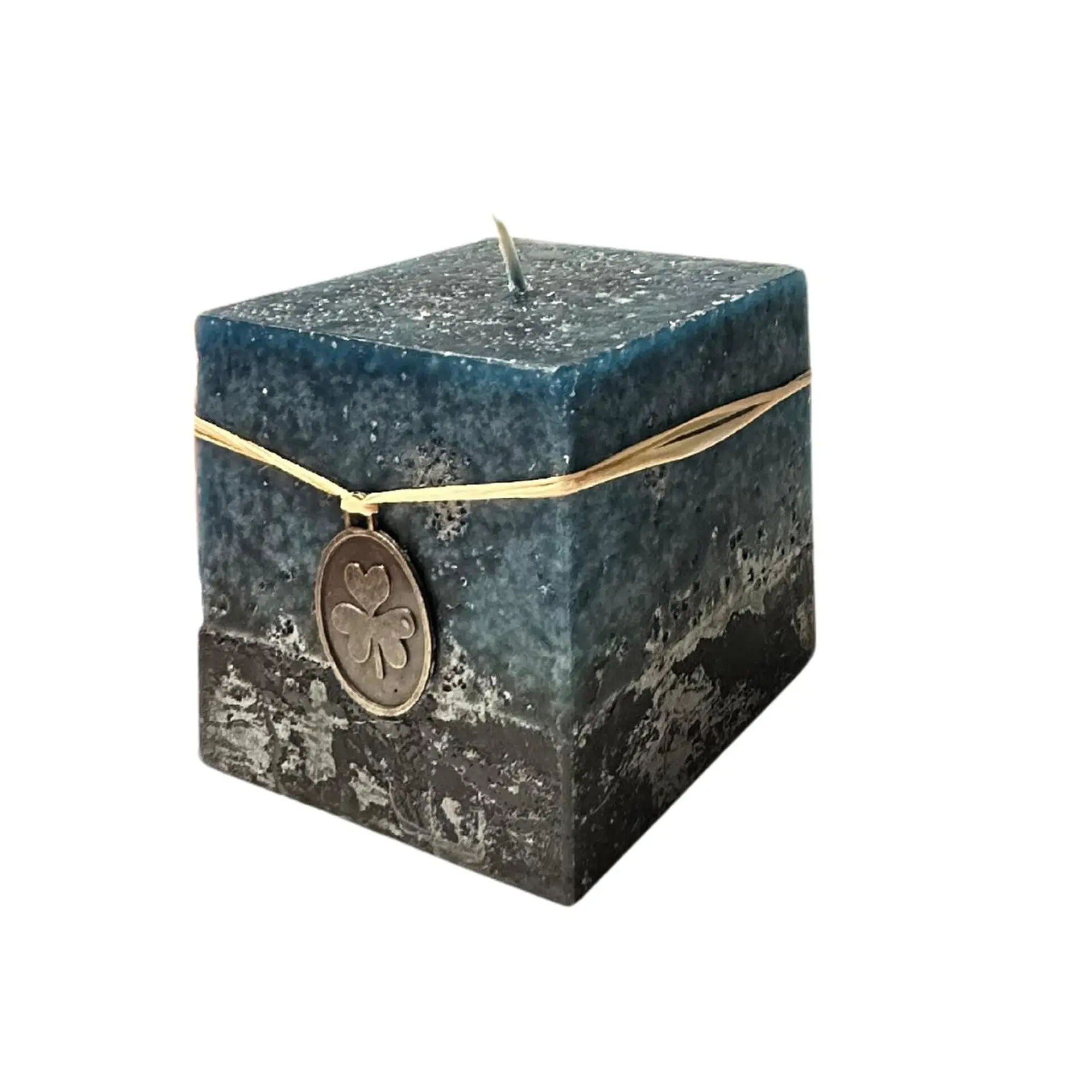 Vela Cubo Decorativa Aromatica Textura 2 Unidades Azul Negro 3