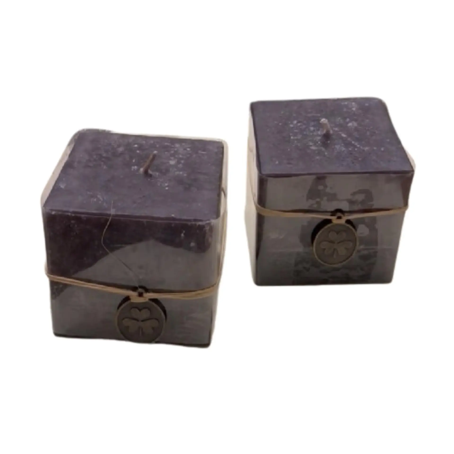Vela Cubo Decorativa Aromatica Textura 2 Unidades Negra Negra 1