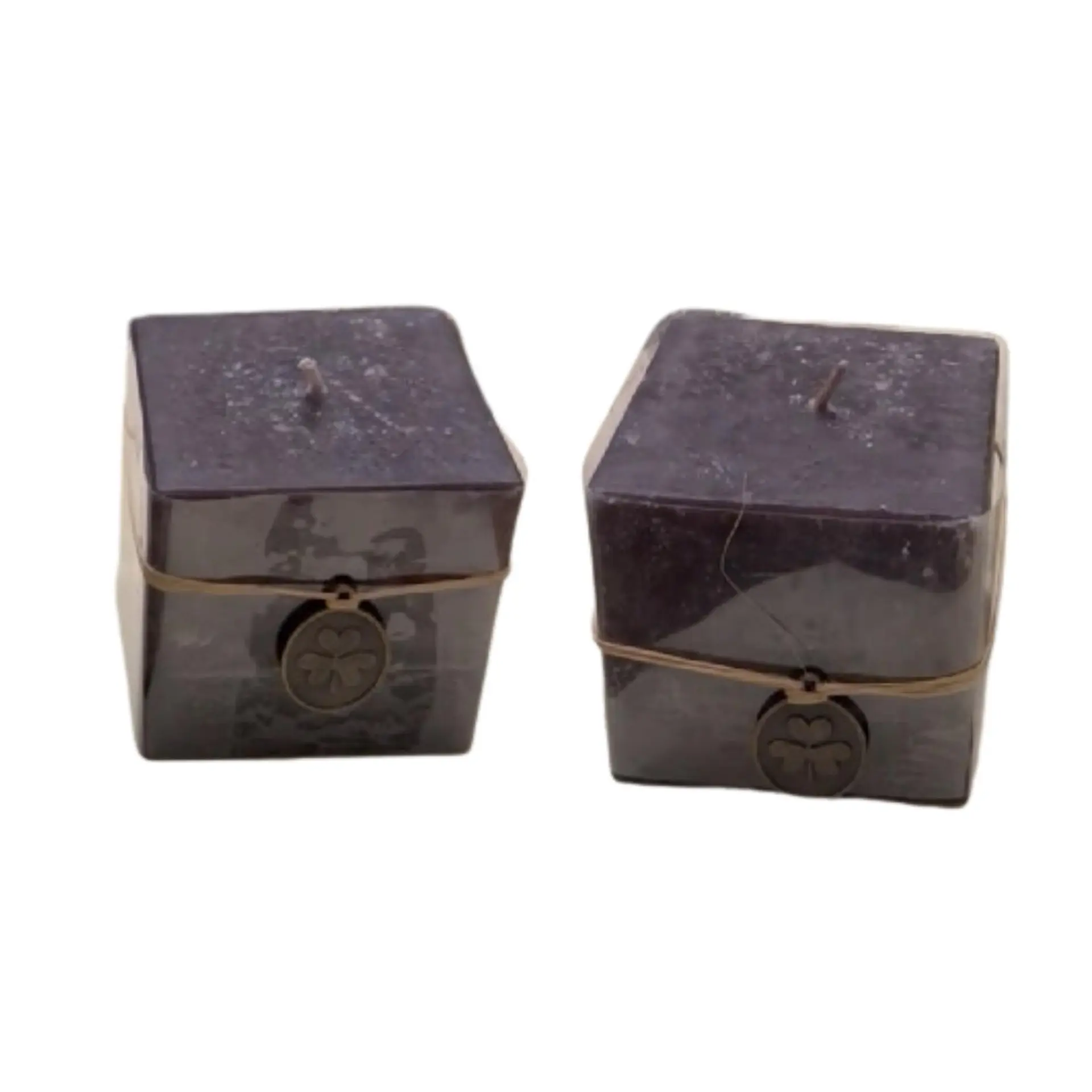 Vela Cubo Decorativa Aromatica Textura 2 Unidades Negra Negra 2