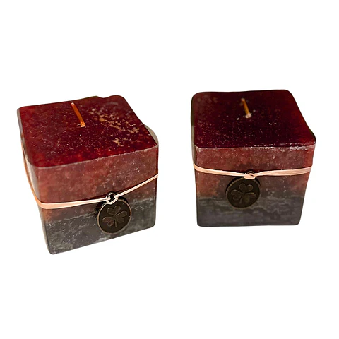 Vela Cubo Decorativa Aromatica Textura 2 Unidades Rojo Negro