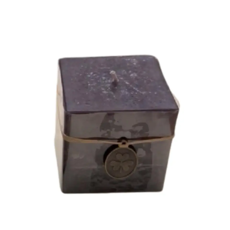 Vela Cubo Decorativa Aromatica Textura 2 Unidades Negra Negra 3