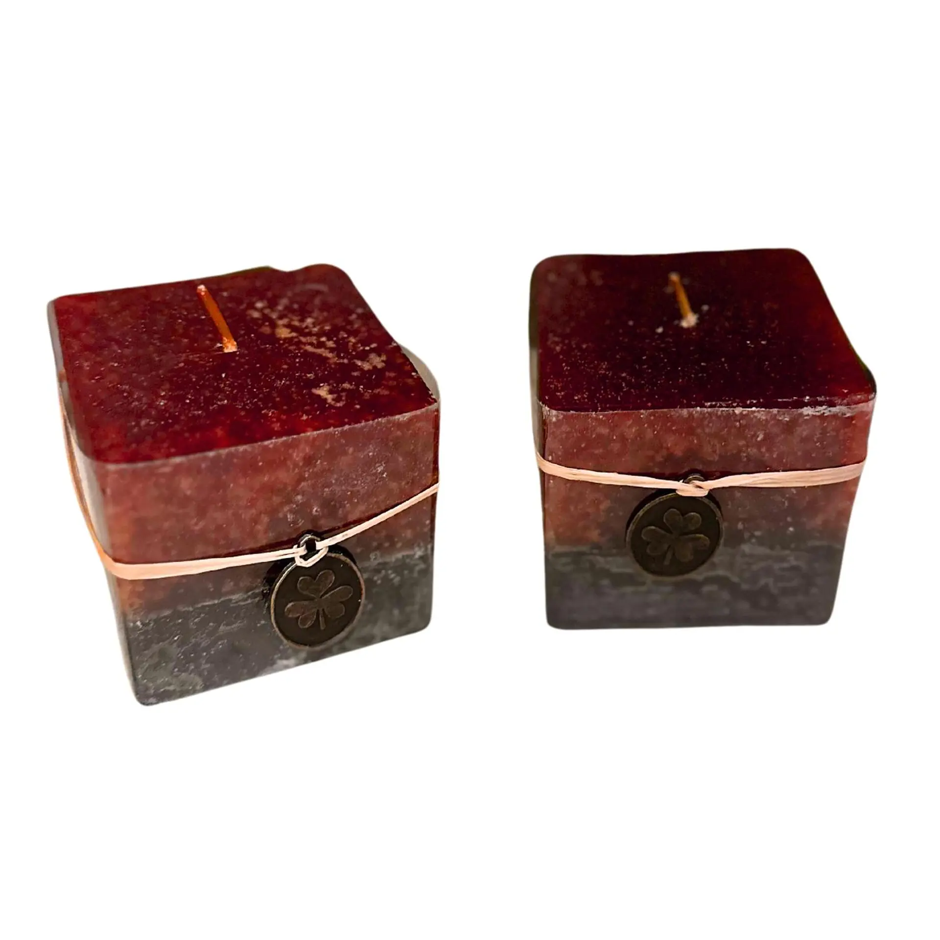Vela Cubo Decorativa Aromatica Textura 2 Unidades Rojo Negro 2