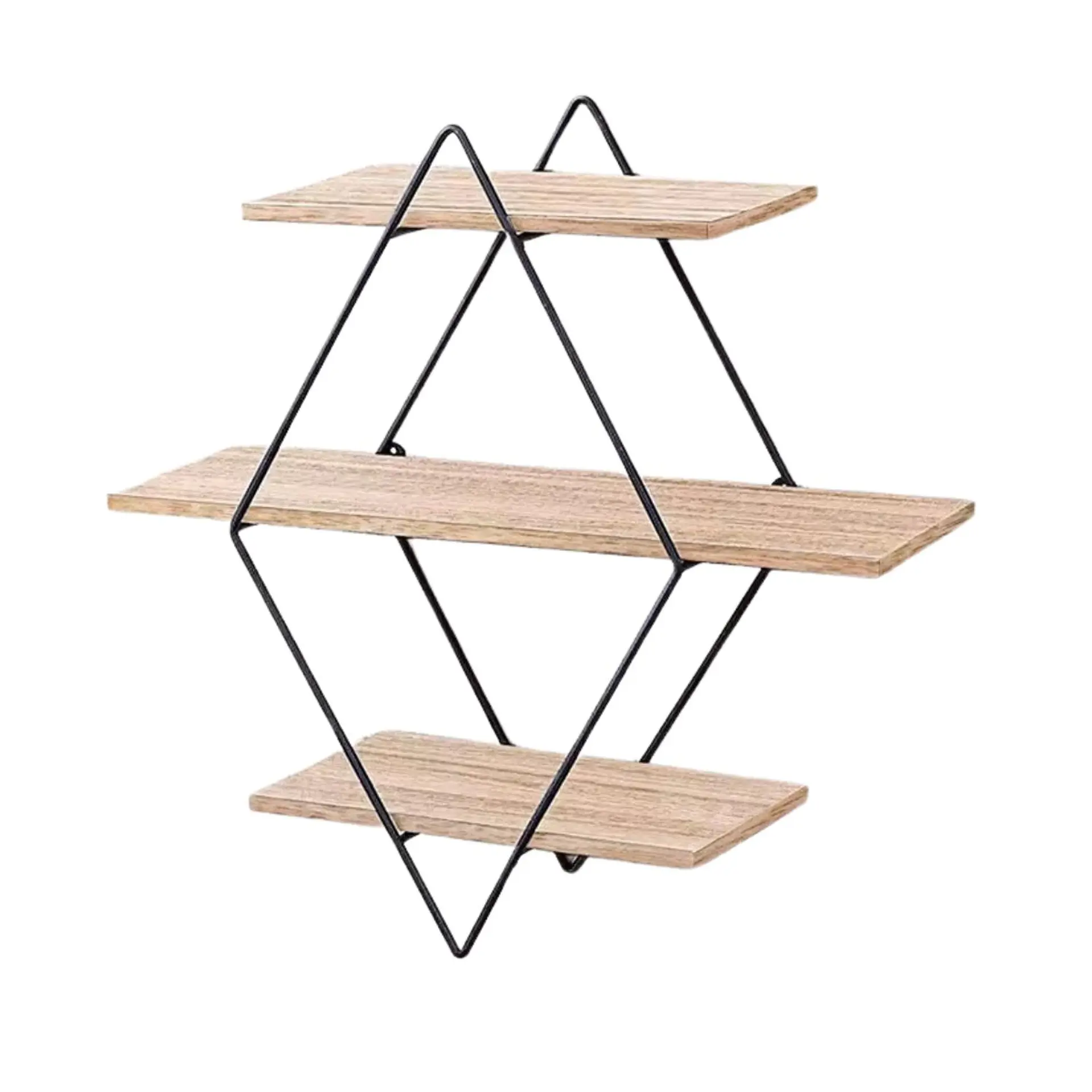 Repisa Flotante Fierro Madera Rombo Decoracion 40x50x10 cm 2
