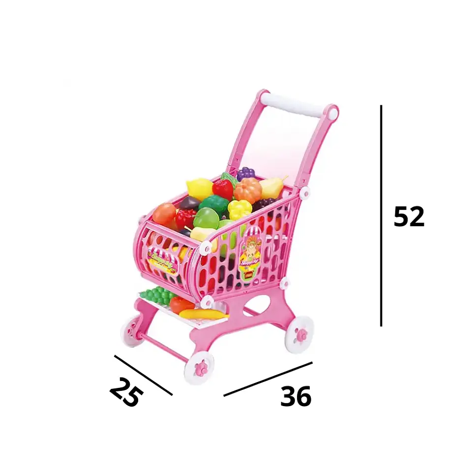 Carro Supermercado Juguete Carrito Compra Rosado Accesorios 2