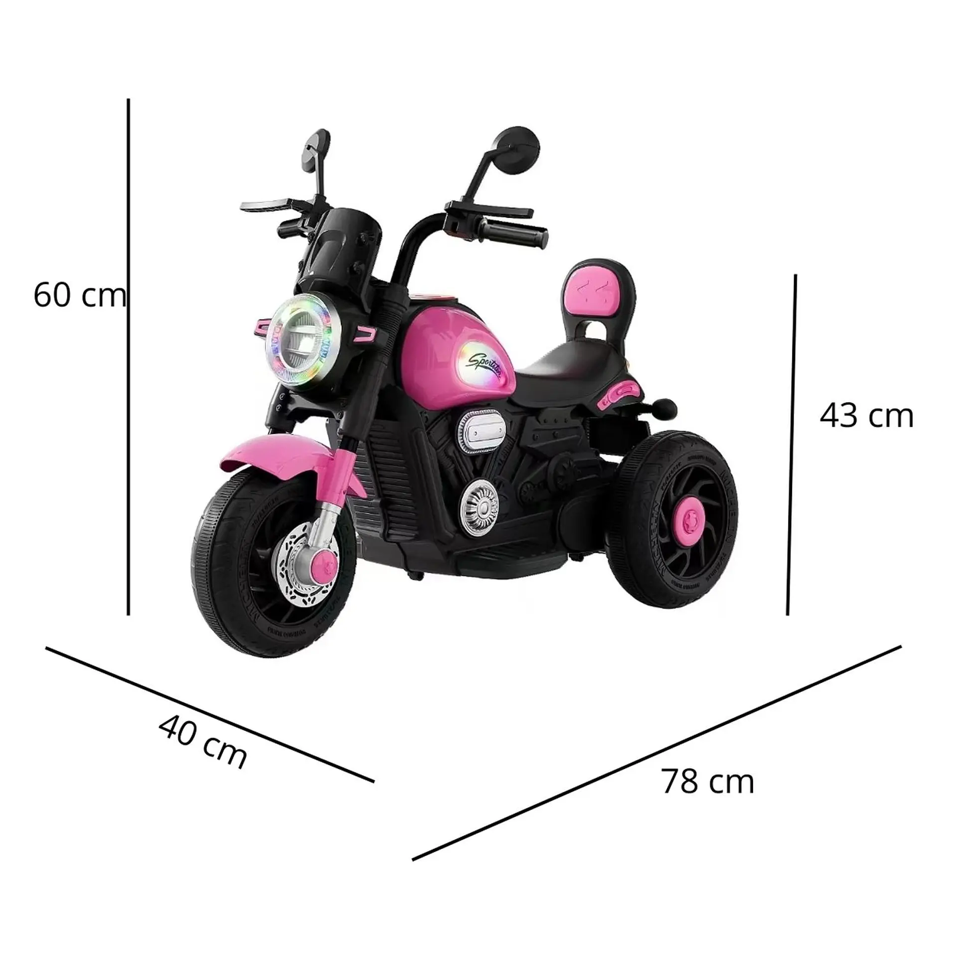 Moto Batería Eléctrico Infantil Lynx Fucsia Juguete  3