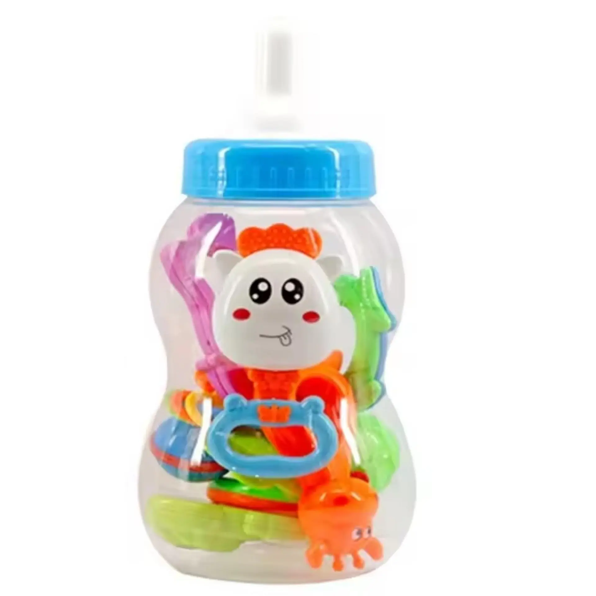 Set Sonajeros Cascabel Mordedor Bebe Celeste 10 Piezas 1