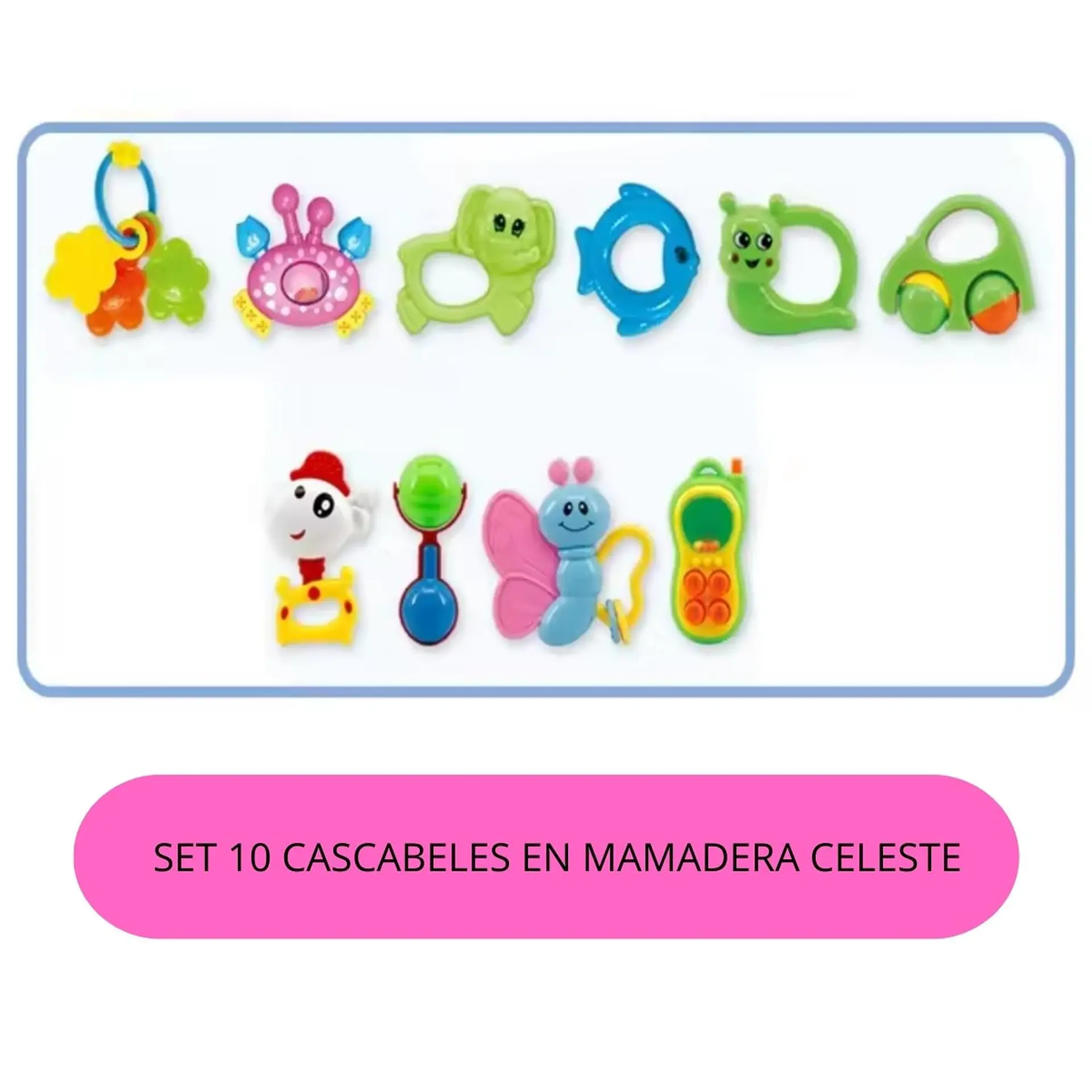 Set Sonajeros Cascabel Mordedor Bebe Rosado 10 Piezas 3