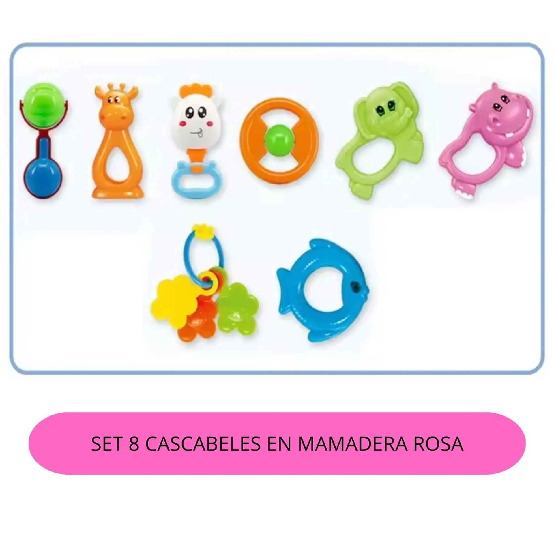 Set Sonajeros Cascabel Mordedor Bebe Rosado 8 Piezas 3