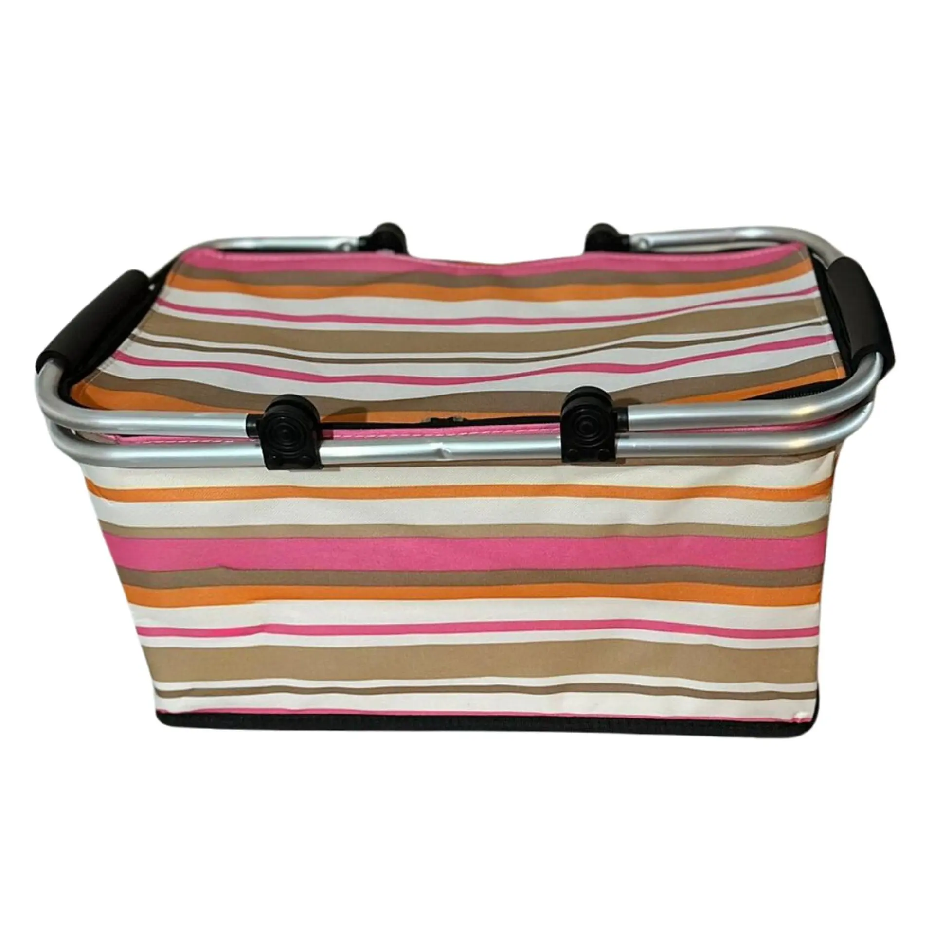Bolso Termico Plegable Lineas Naranjas Cooler Canasta Picnic 1