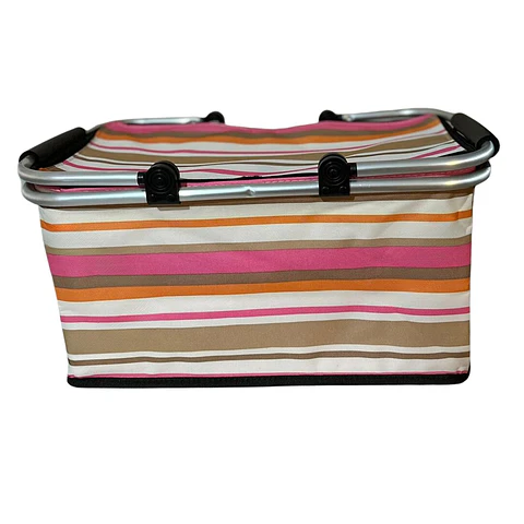 Bolso Termico Plegable Lineas Naranjas Cooler Canasta Picnic