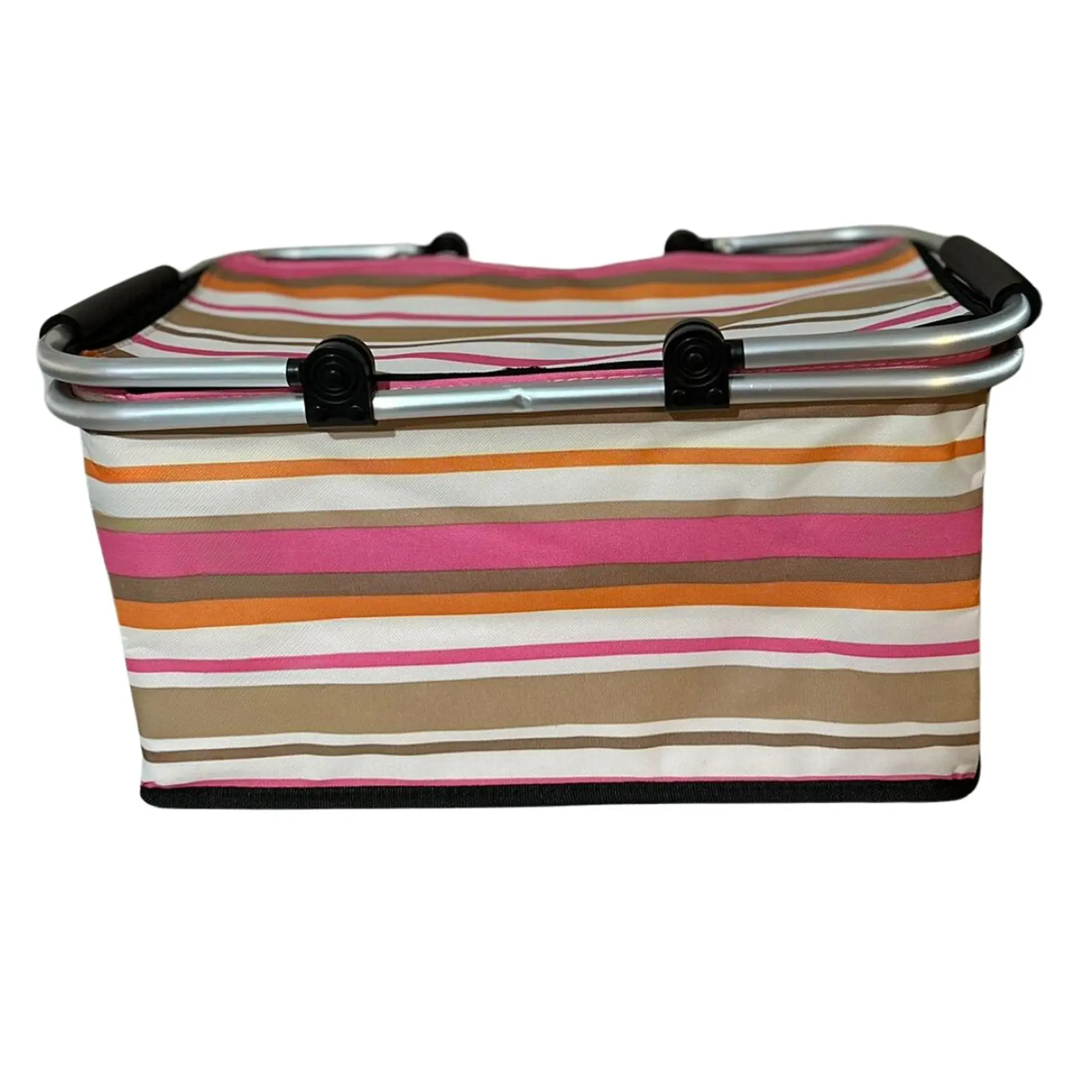 Bolso Termico Plegable Lineas Naranjas Cooler Canasta Picnic 2