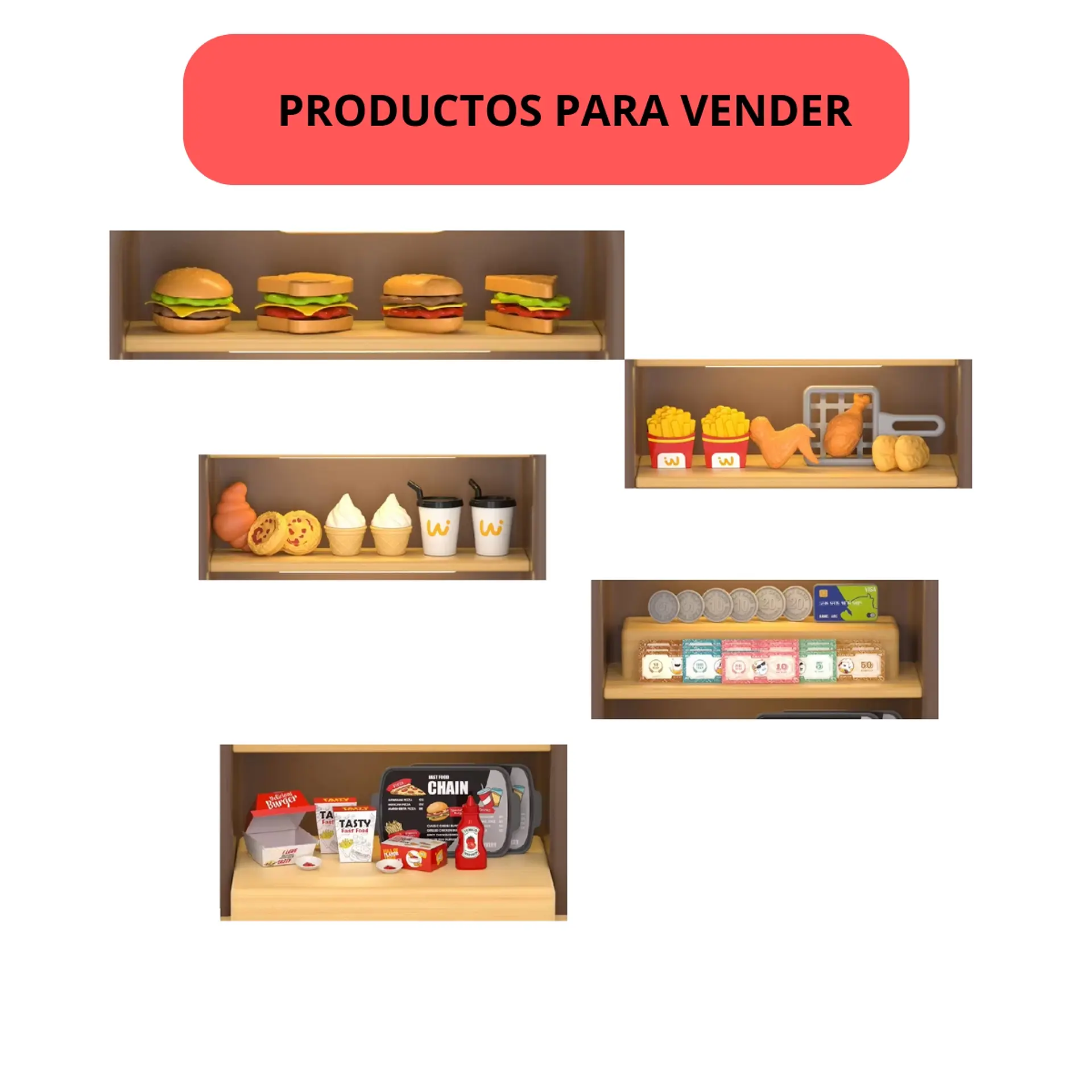 Supermercado Juguete Cocina De Comida Rapida Luz y sonido 3